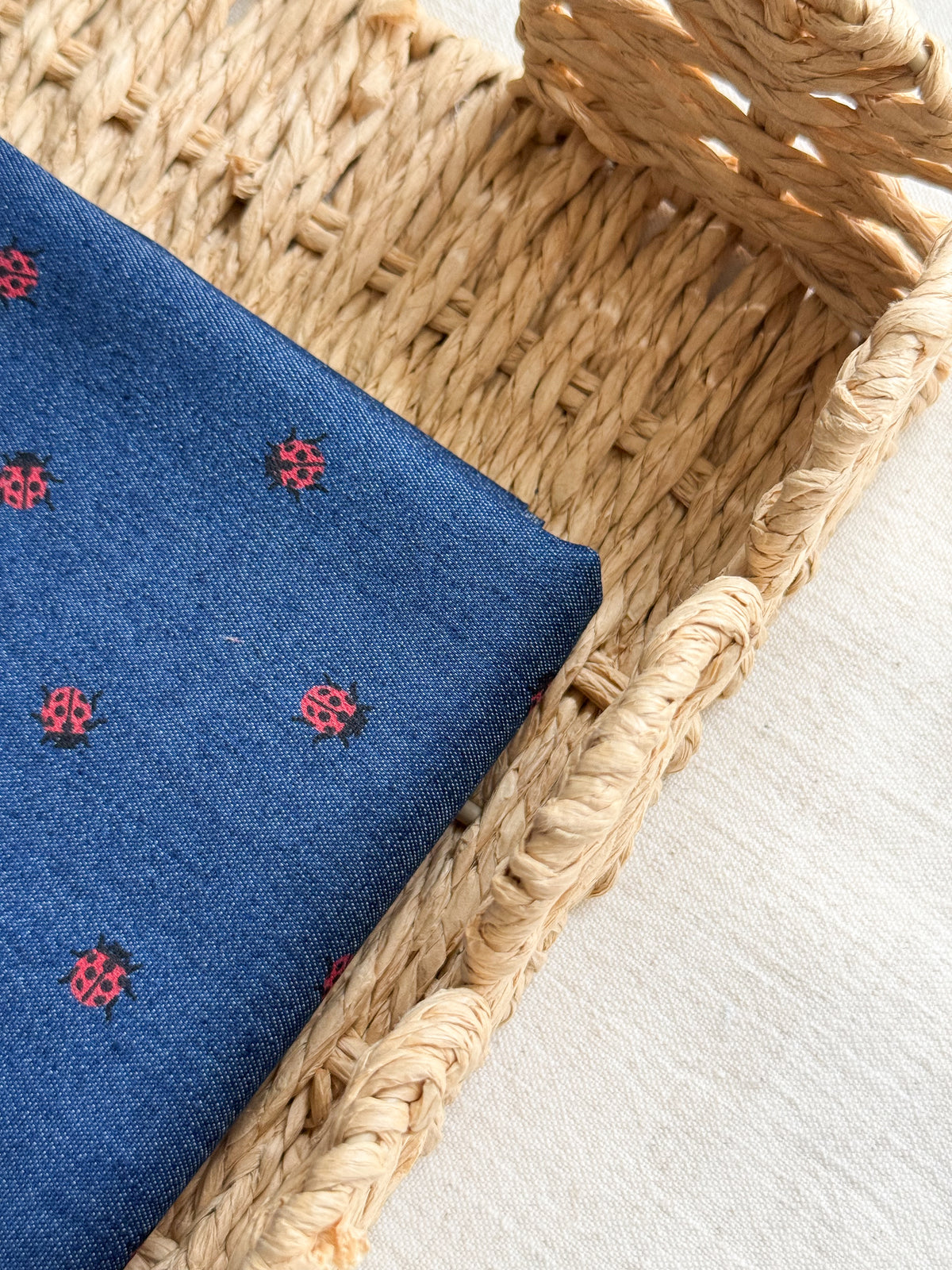 Cotton Denim Stretch Fabric  - Ladybirds