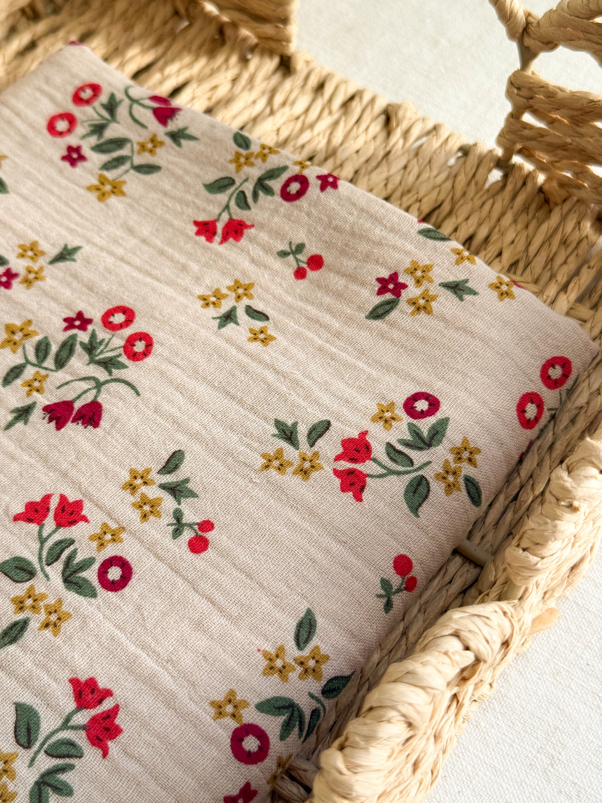 Double Gauze Fabric - Rouge Floral