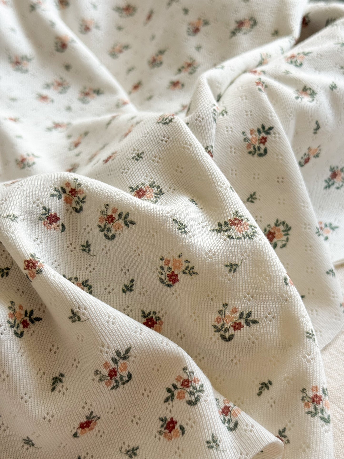 Cotton Jersey Pointelle Fabric - Bouquet