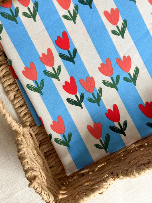 Cotton Poplin Fabric  - Tulip Stripe