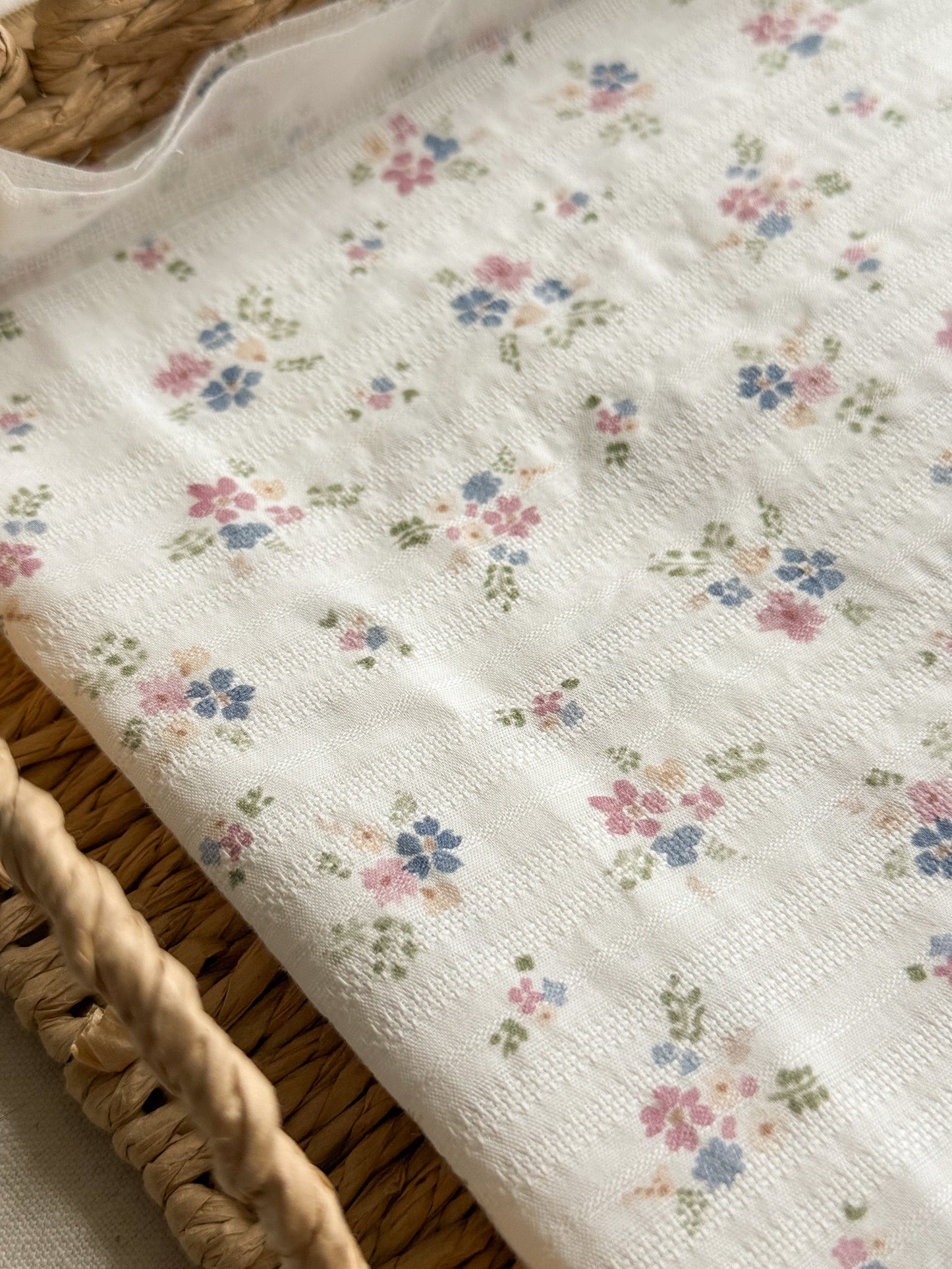 Organic Cotton Jacquard Fabric - Pastel Prairie