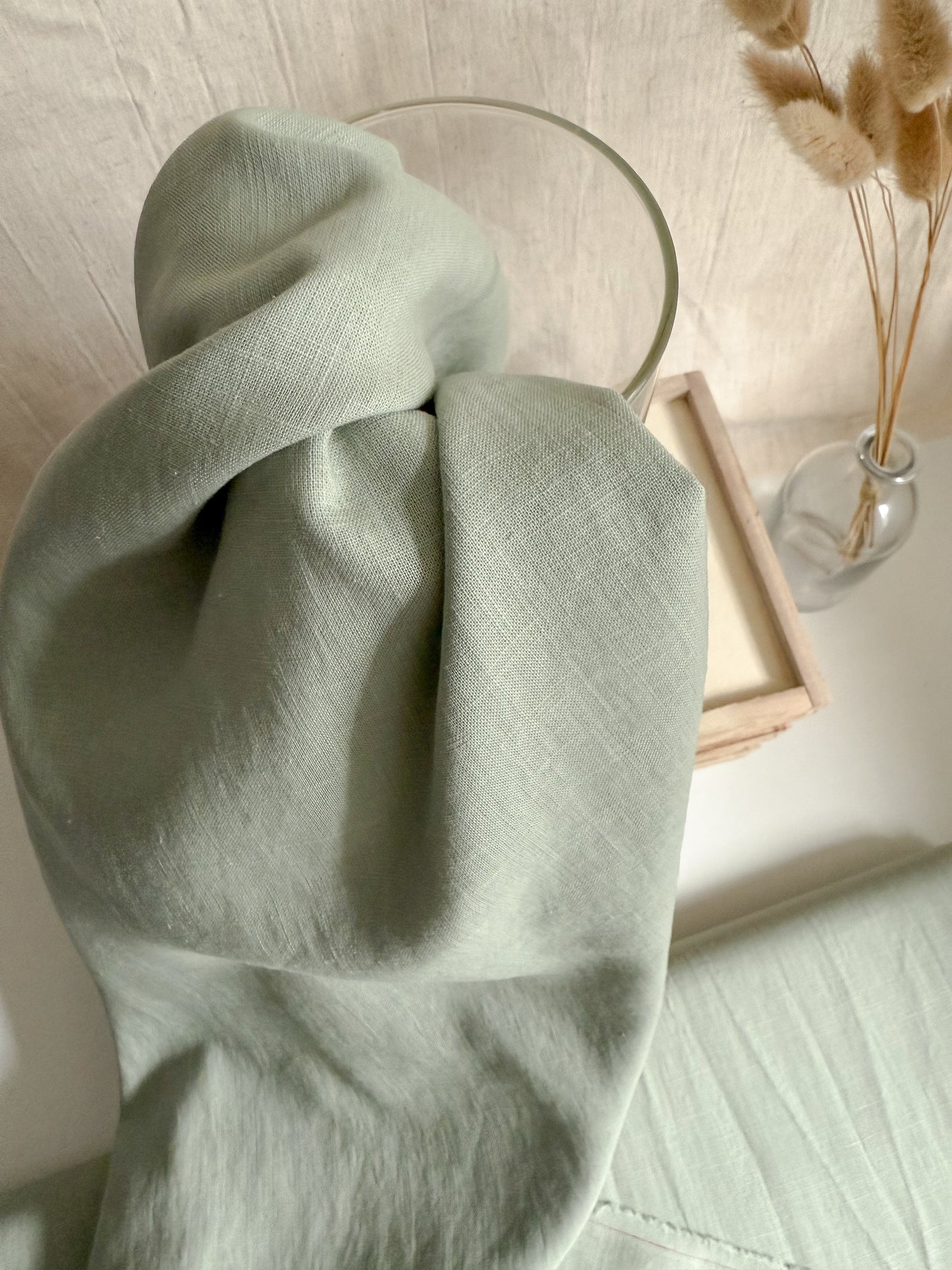 Fine Stonewashed Linen Fabric - Dusty Green