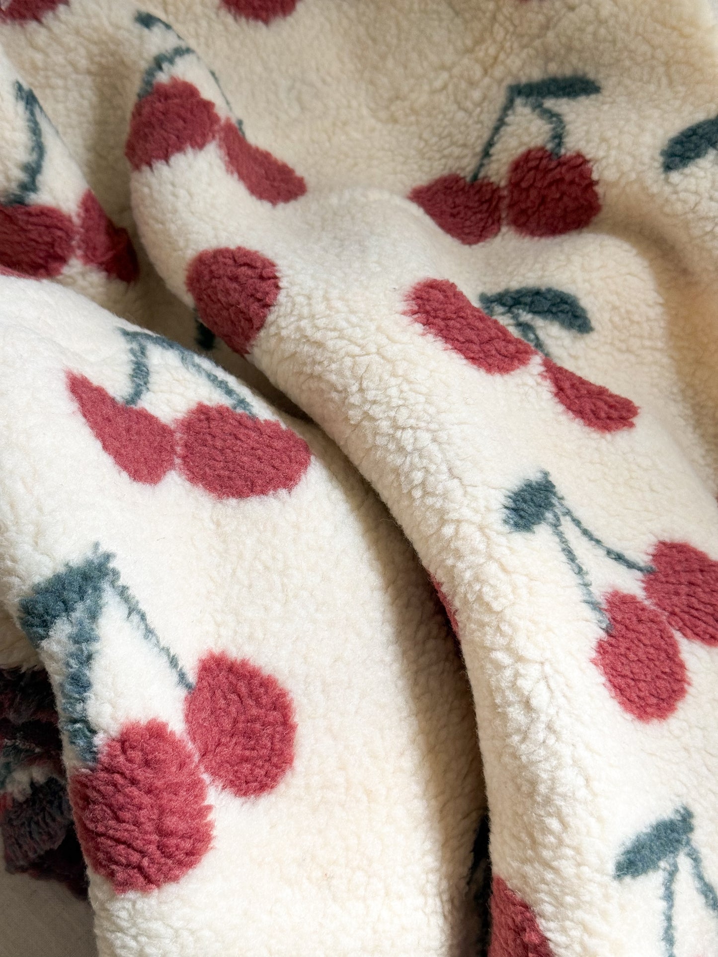 Soft Teddy Fabric - Cherries