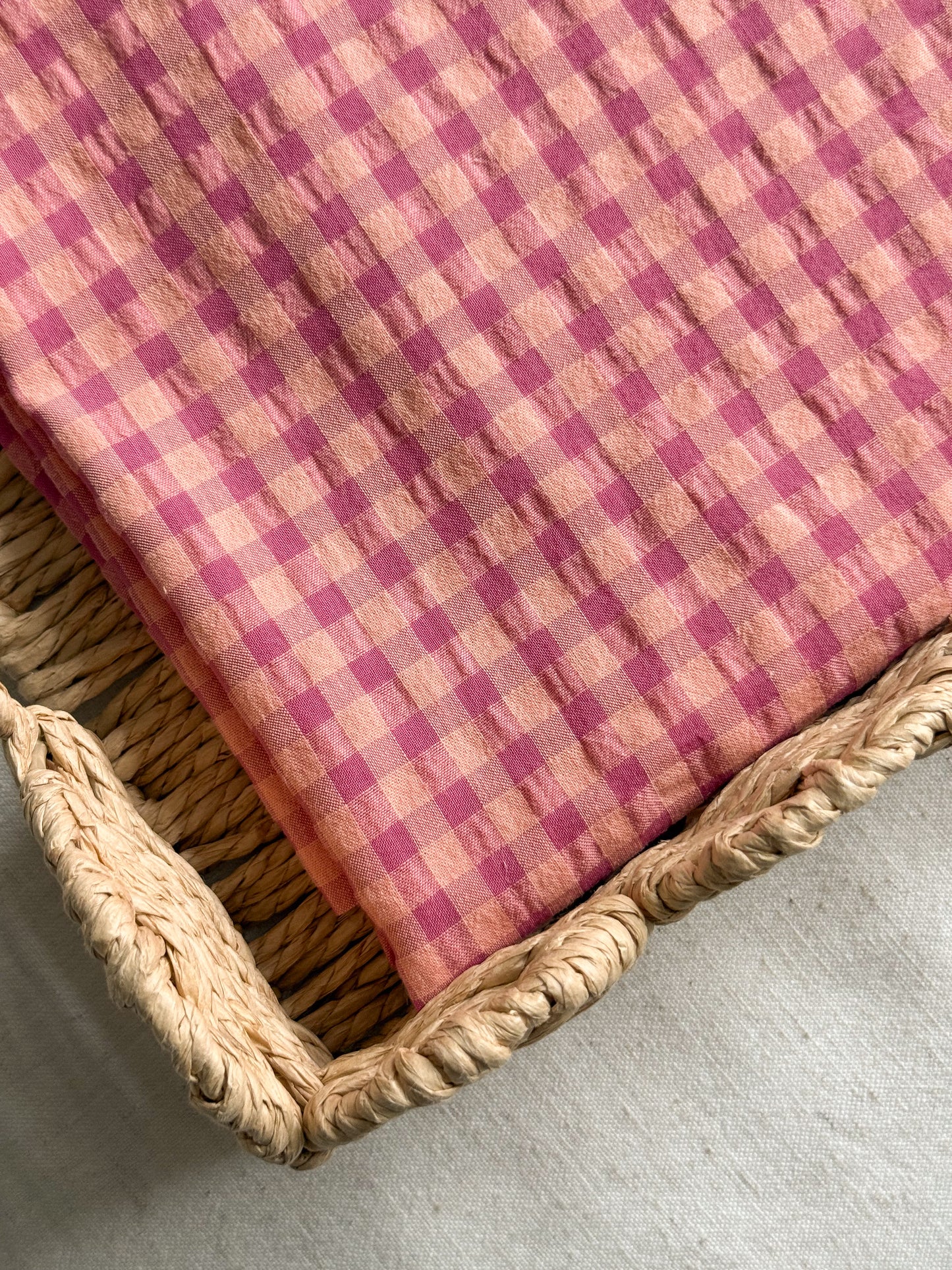 Organic Cotton Blend Seersucker Fabric - Gingham Orchid Maxi