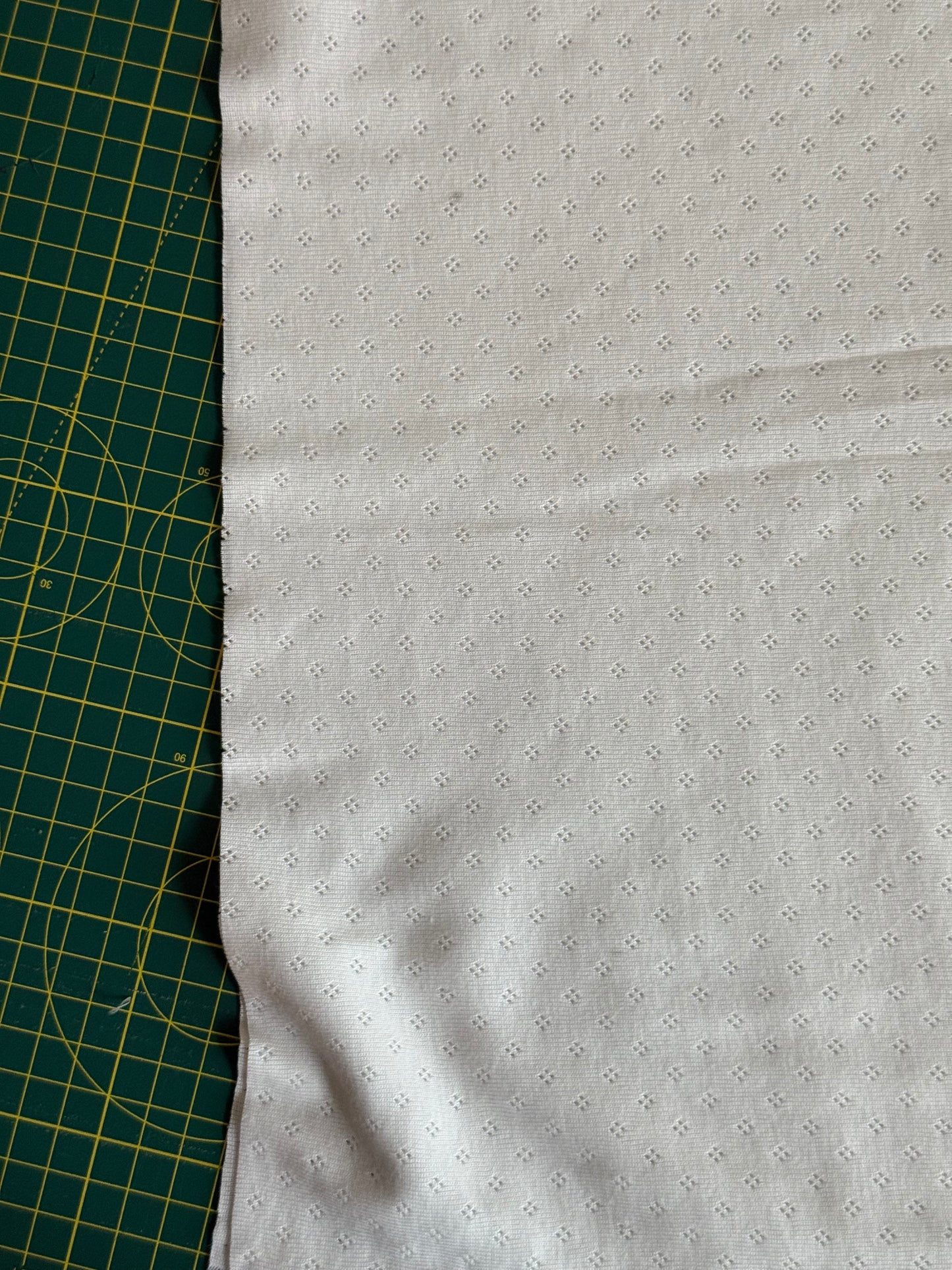 Cotton Jersey Pointelle Fabric - Off White - 150cm Remnant - See Photos