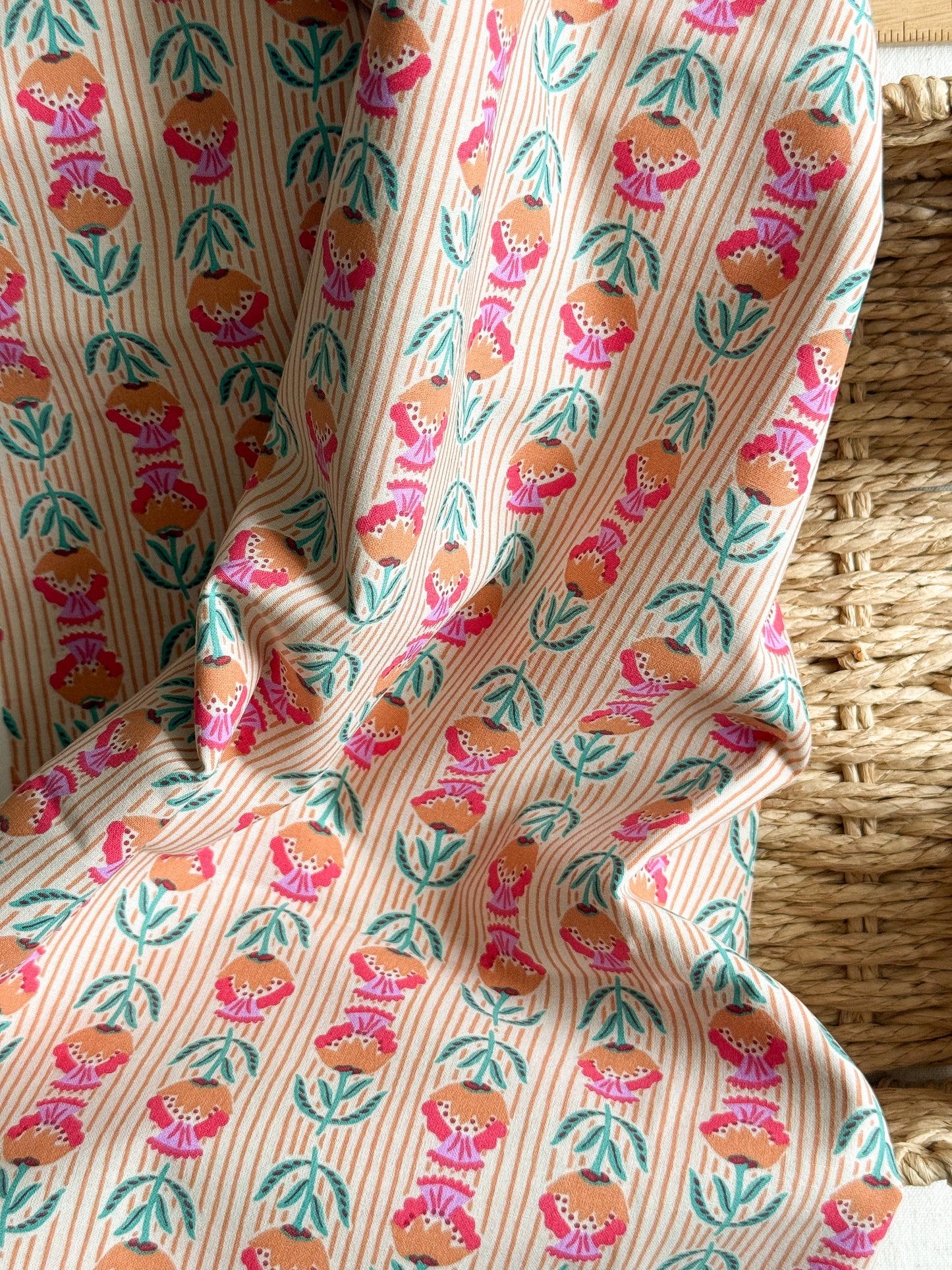 Cotton Poplin Fabric  - Spring Block Print