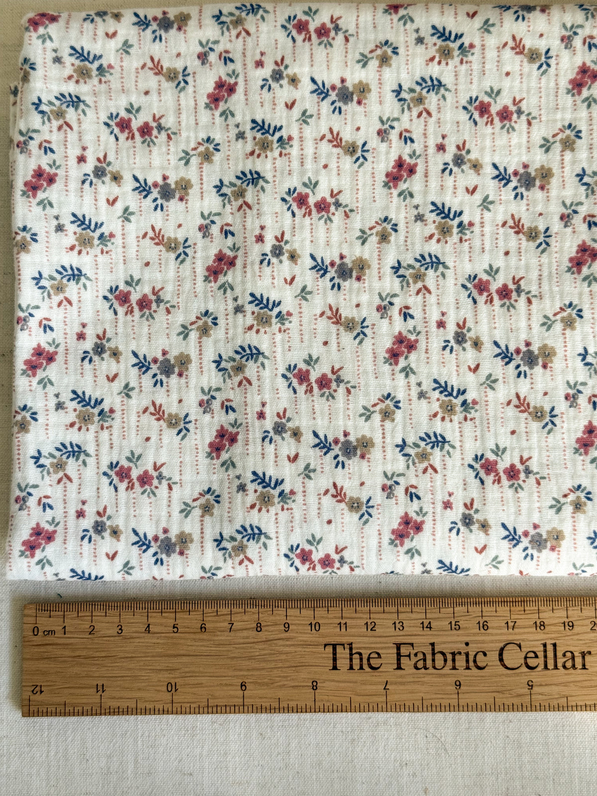 Double Gauze Fabric - Floral Stripe Dots