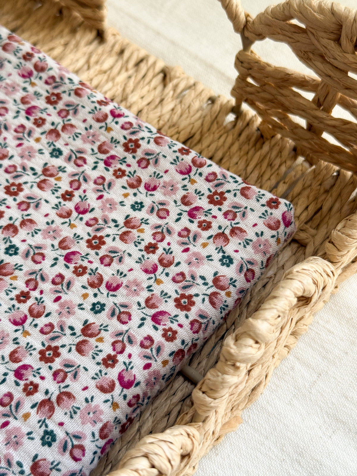 Double Gauze Fabric - Pink Meadow - 40cm Remnant