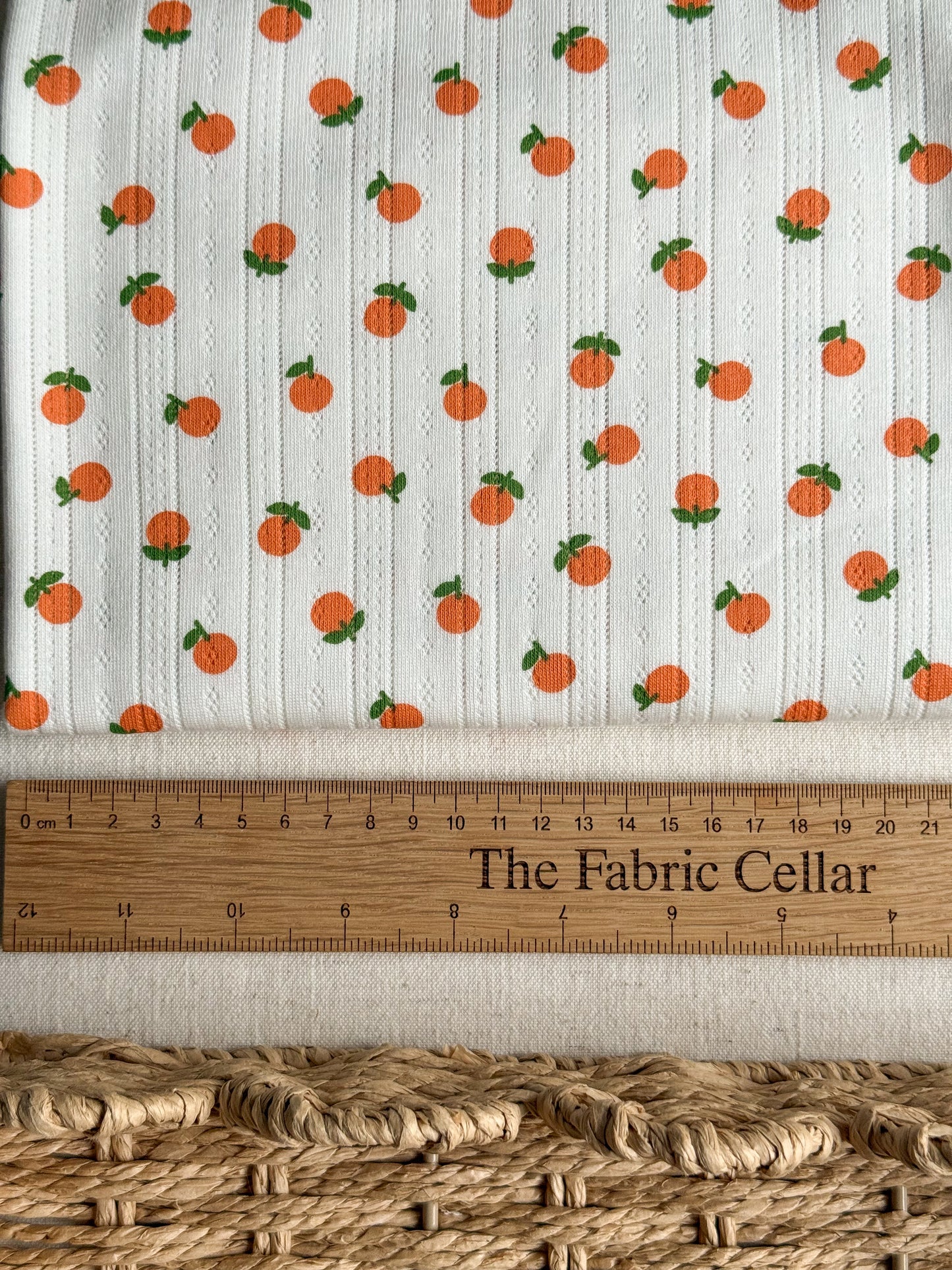 Printed Cotton Jersey Pointelle Fabric - Oranges