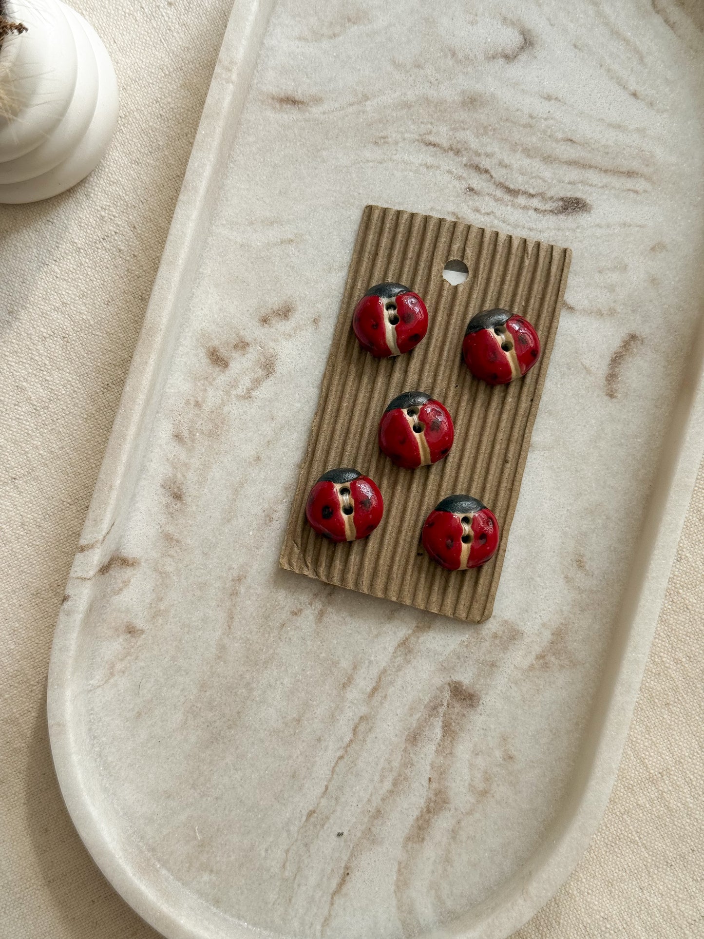 Red Ladybird Buttons - 16mm - Pack of 5