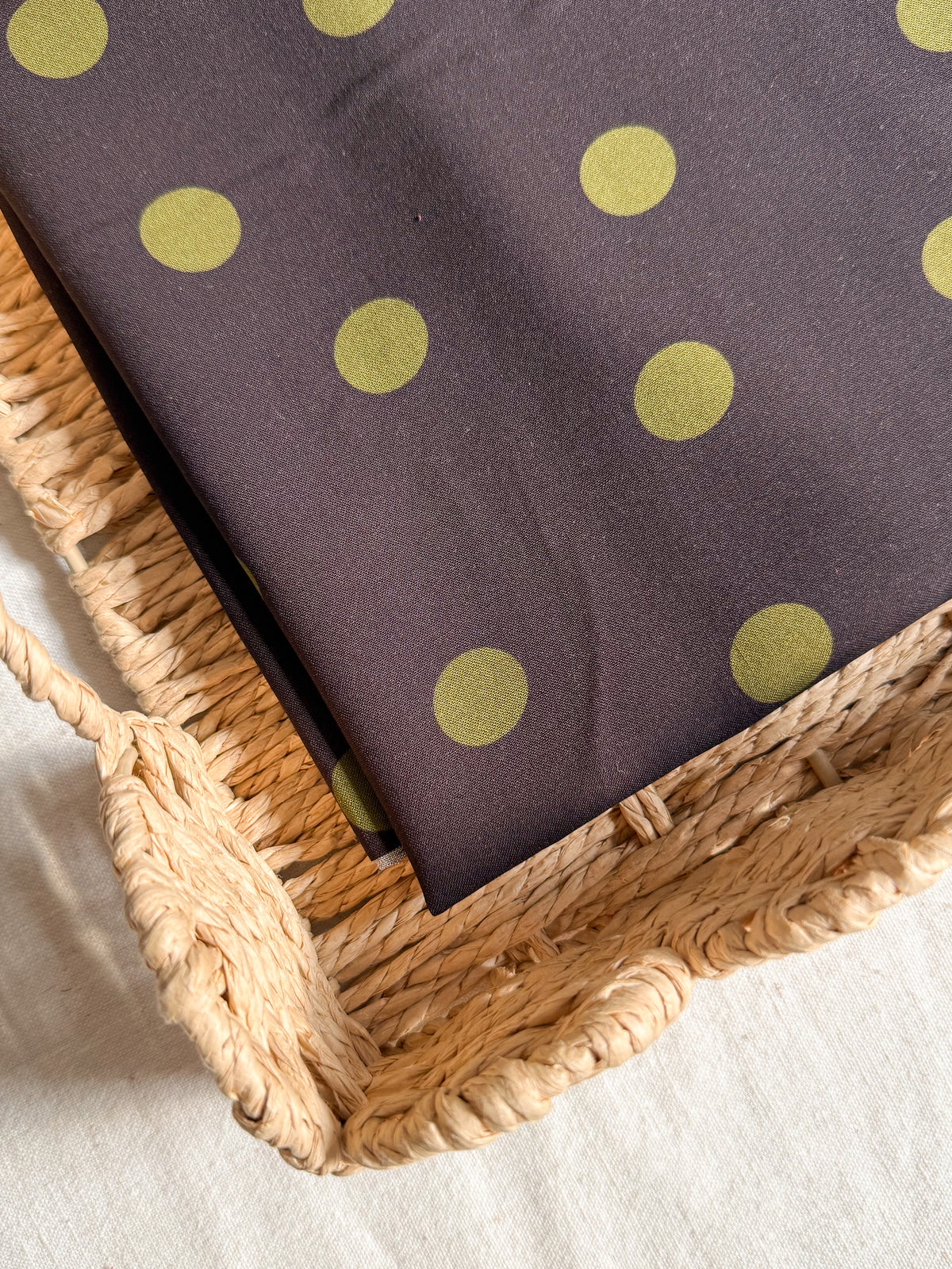 Viscose Polka Dot Fabric  - Midnight Brown & Olive