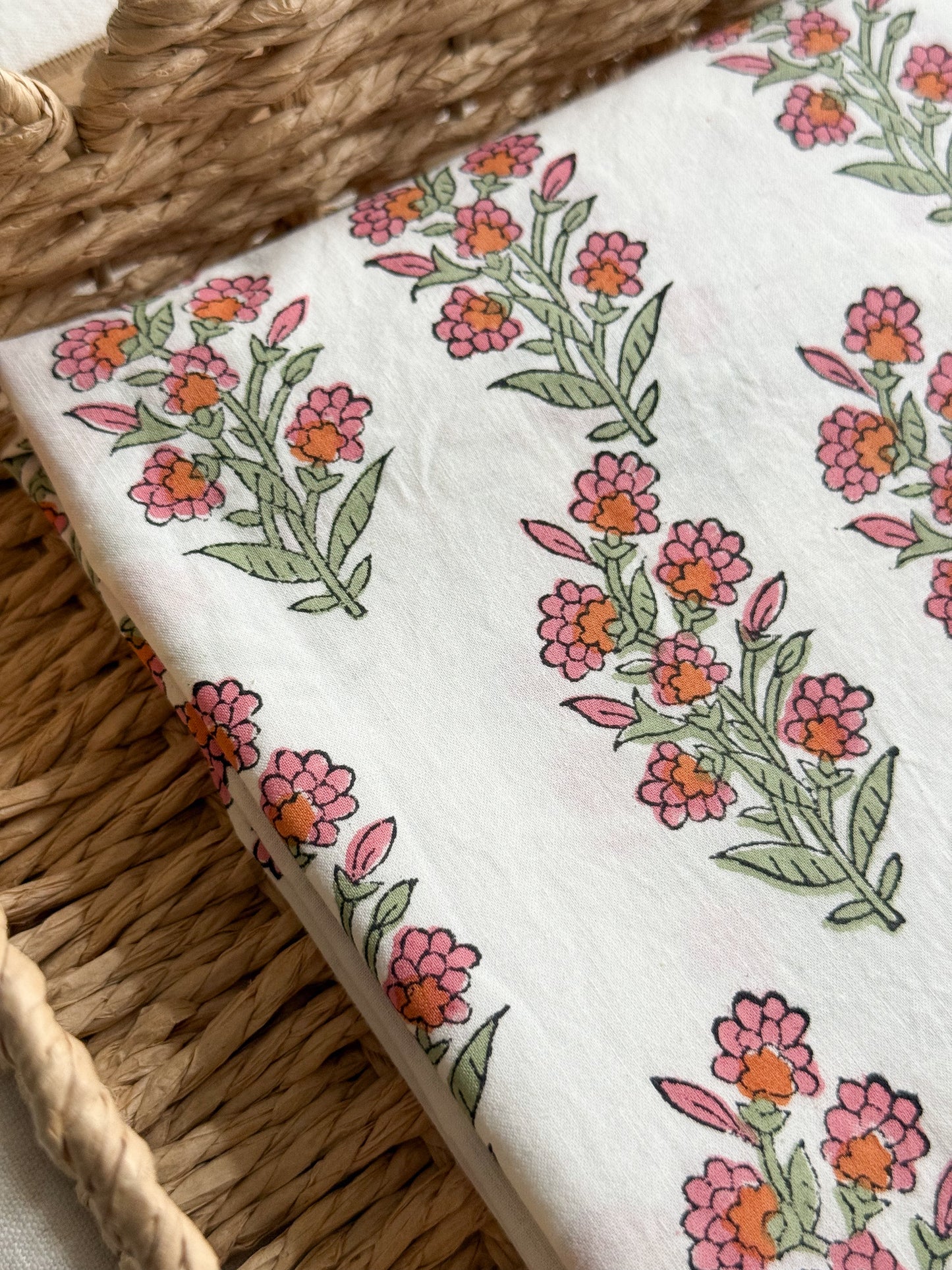 Indian Cotton Block Print Fabric - Wild Floral