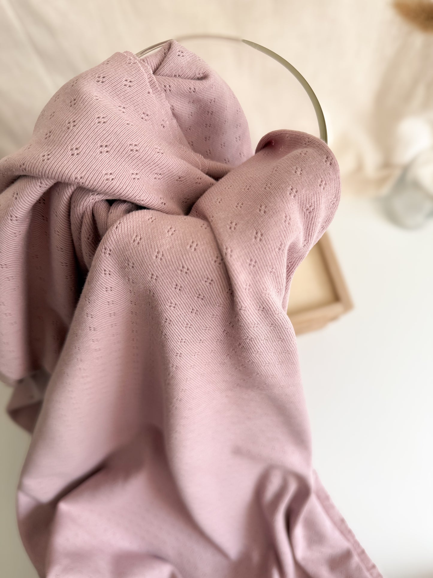 Cotton Jersey Pointelle Fabric - Vintage Pink