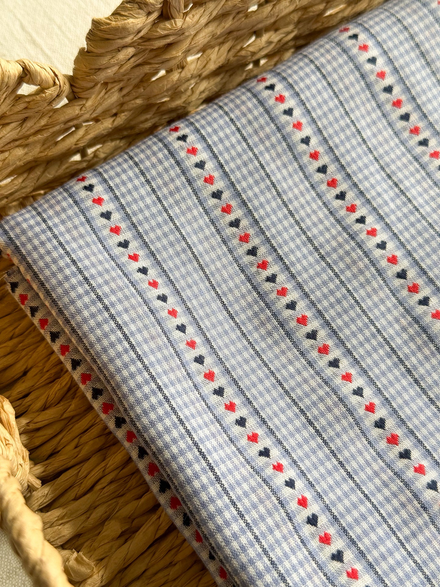 Gingham Cotton Jacquard Fabric - Light Blue