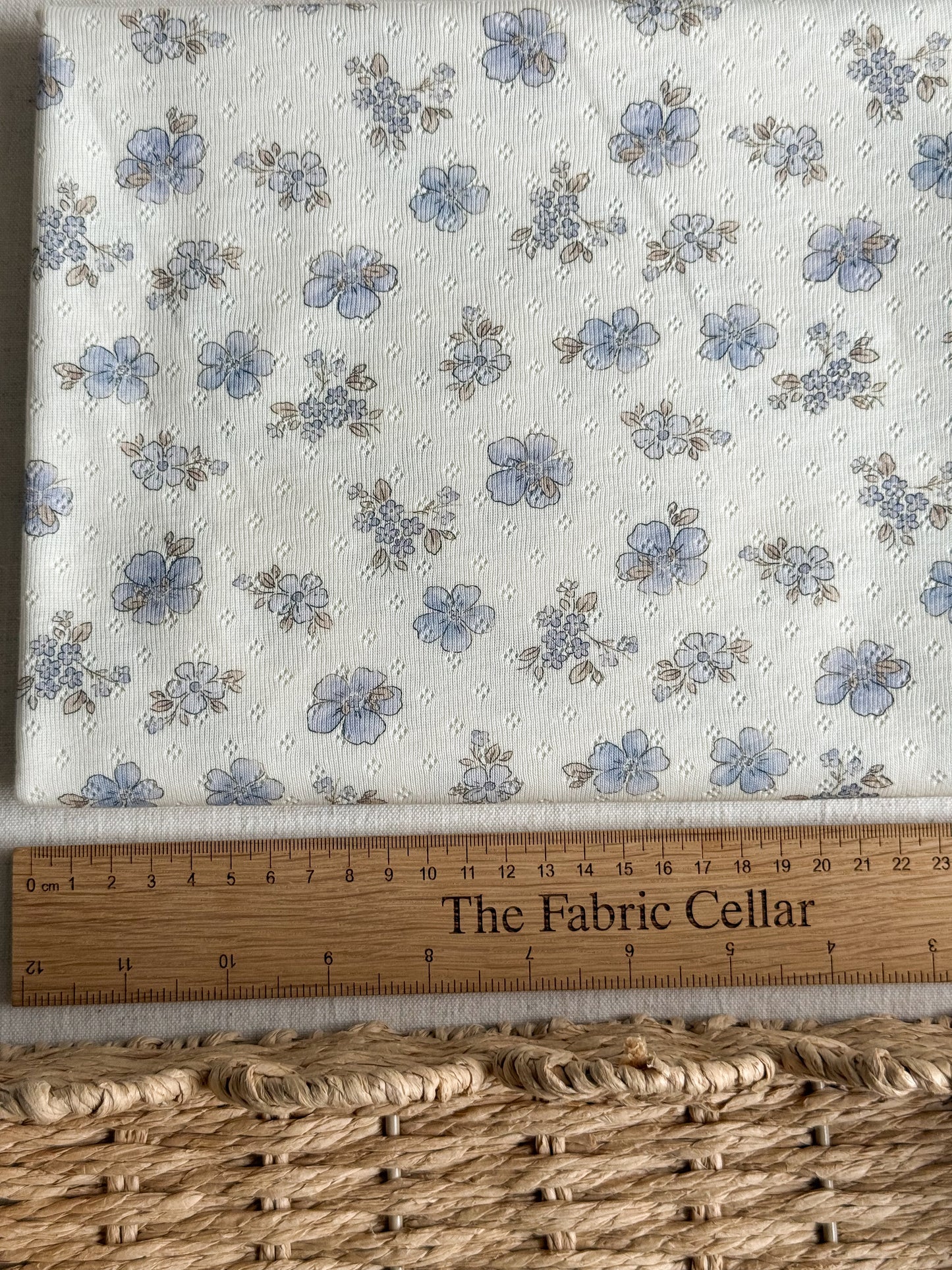 Cotton Jersey Pointelle Fabric - Forget Me Not