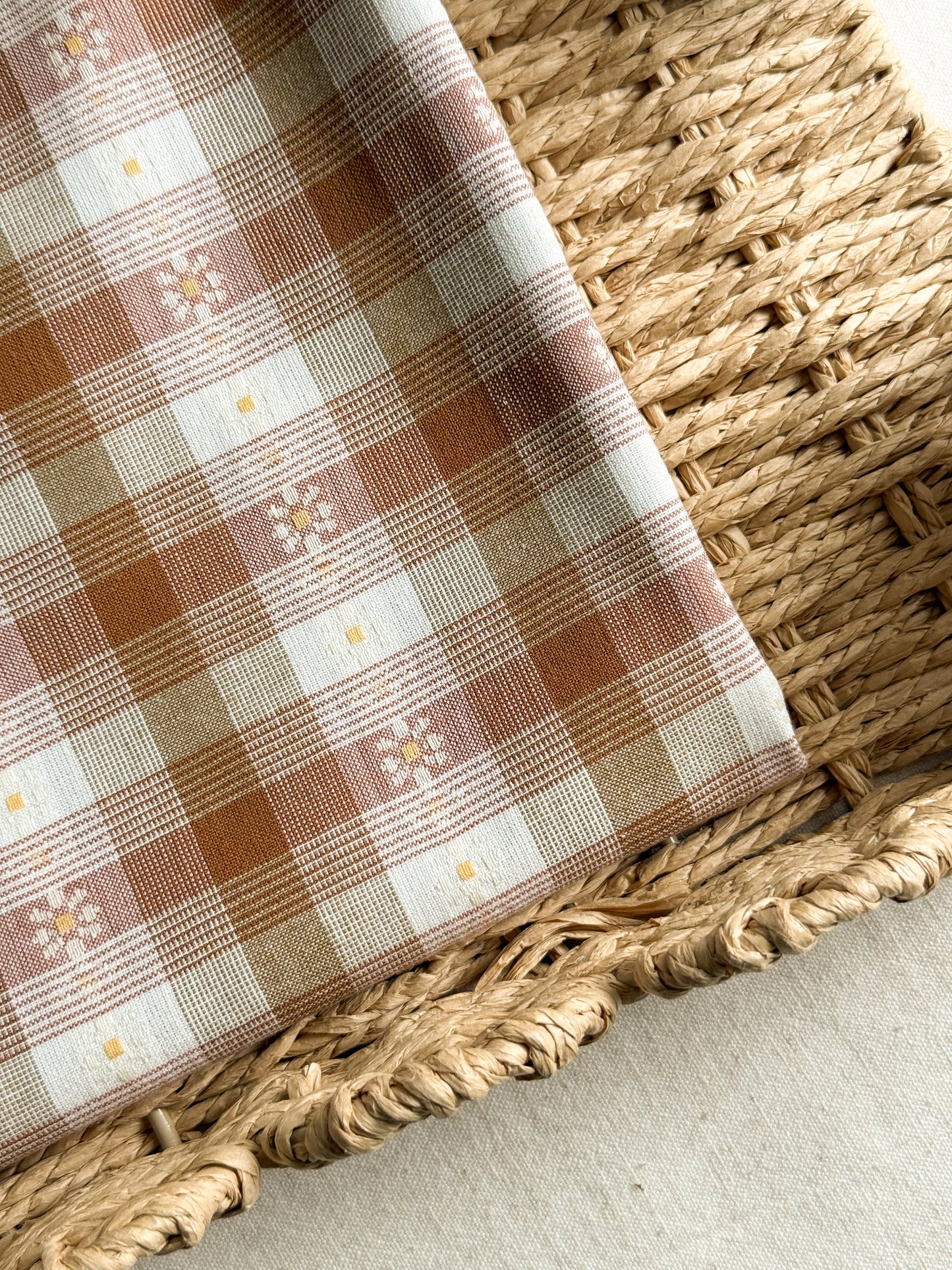 Woven Daisy Cotton Fabric - Golden Hour Plaid Gingham