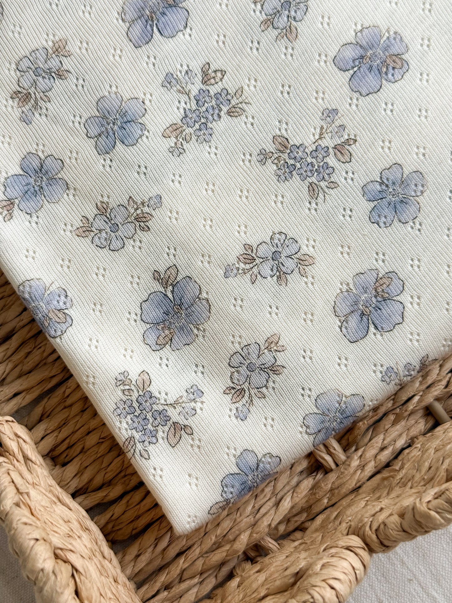 Cotton Jersey Pointelle Fabric - Forget Me Not