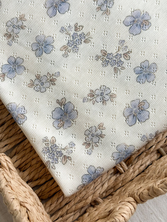 Cotton Jersey Pointelle Fabric - Forget Me Not