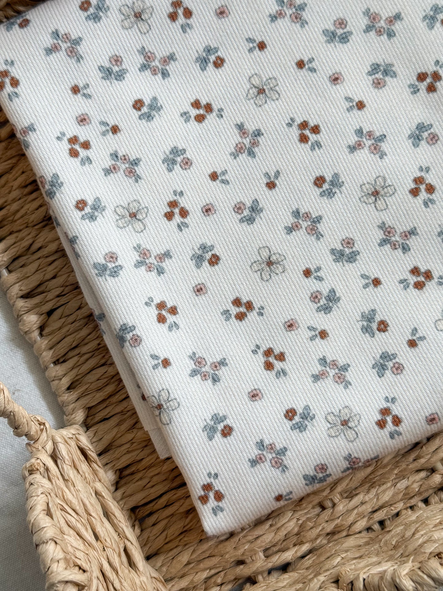 Organic Textured Cotton Fabric - Floral