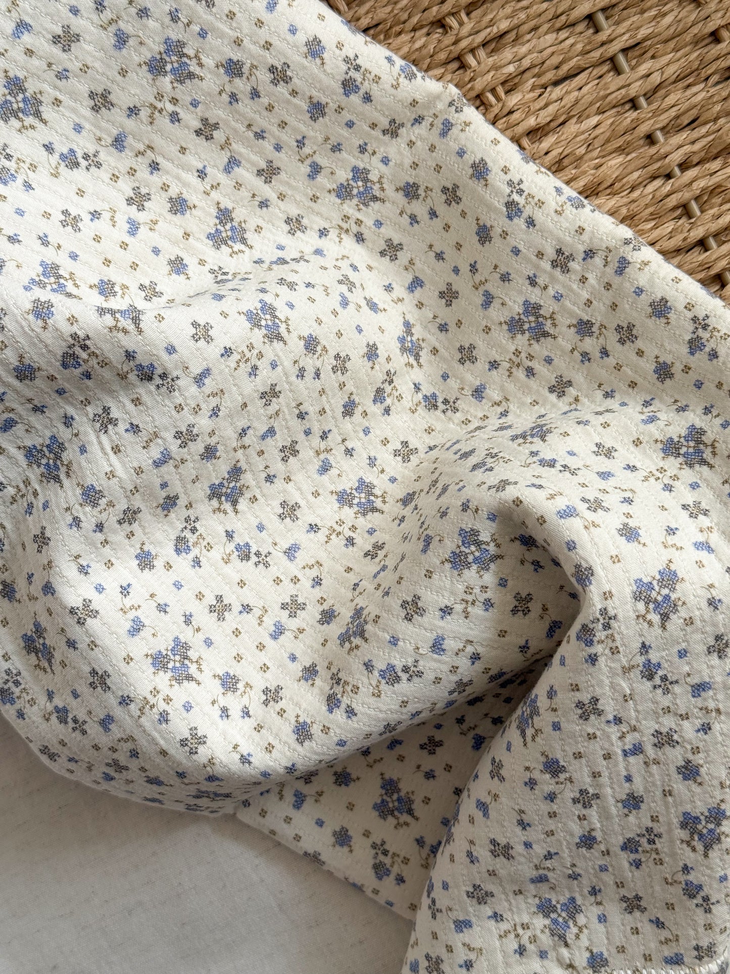 Organic Cotton Mini Quilted Fabric - Blue