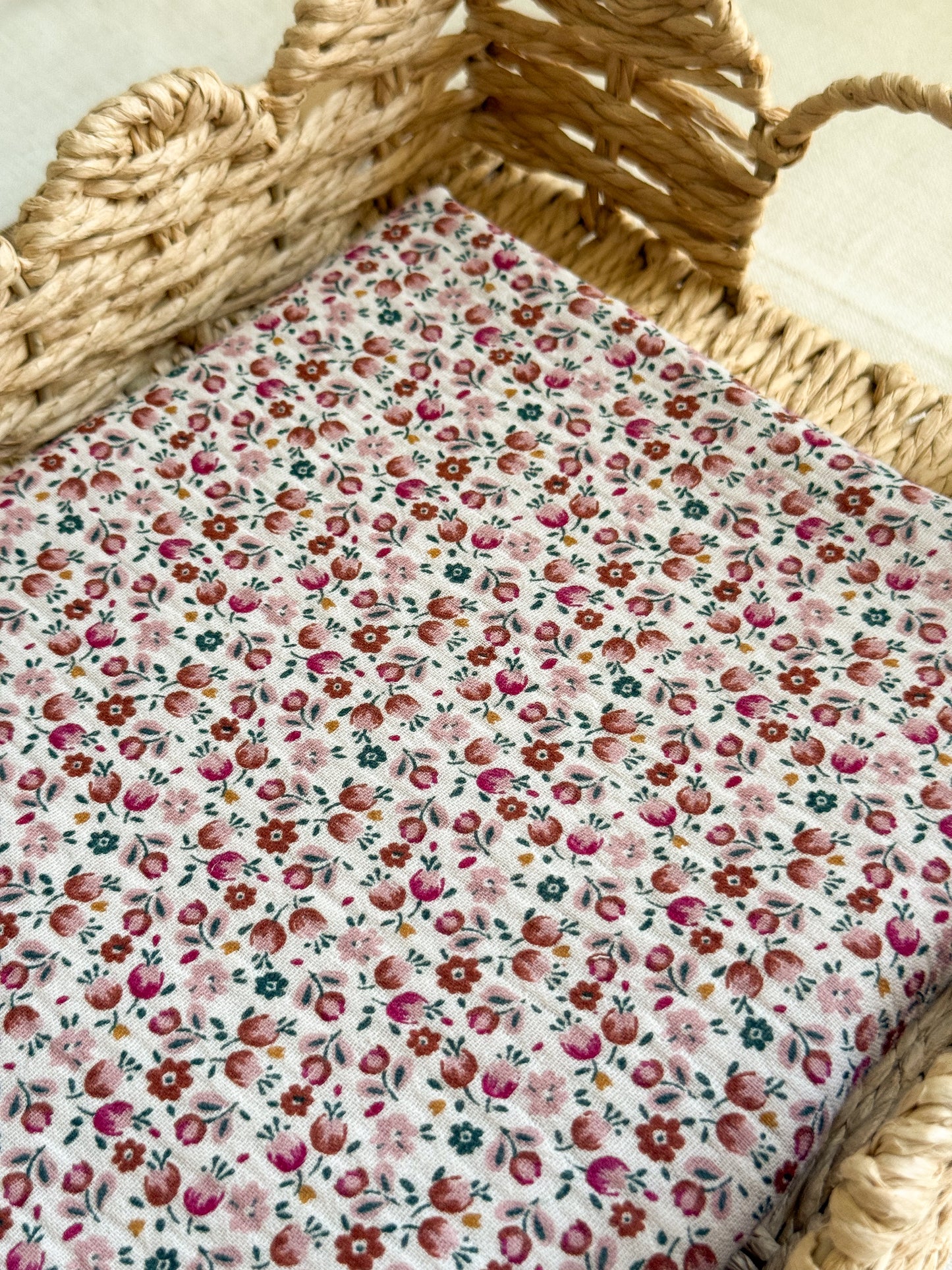 Double Gauze Fabric - Pink Meadow - 40cm Remnant