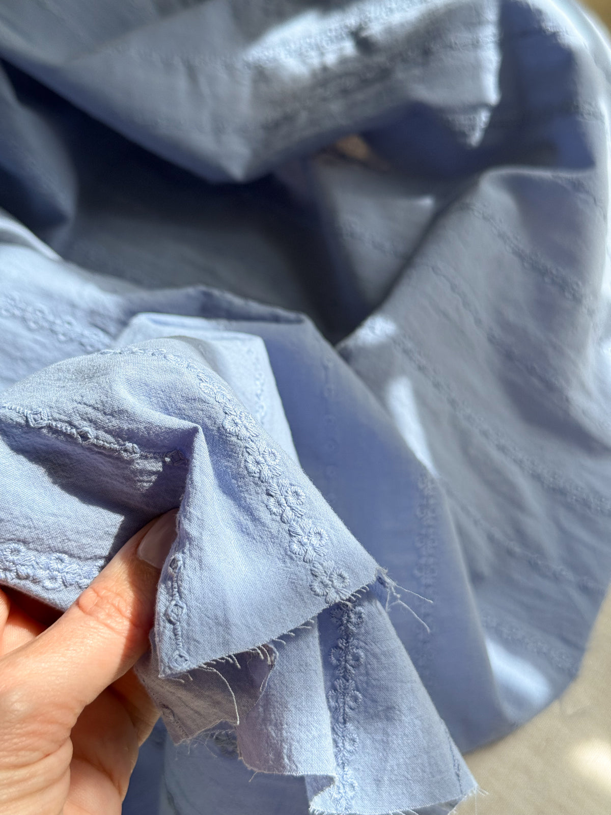 Cotton Voile Embroidered Fabric - Lavender