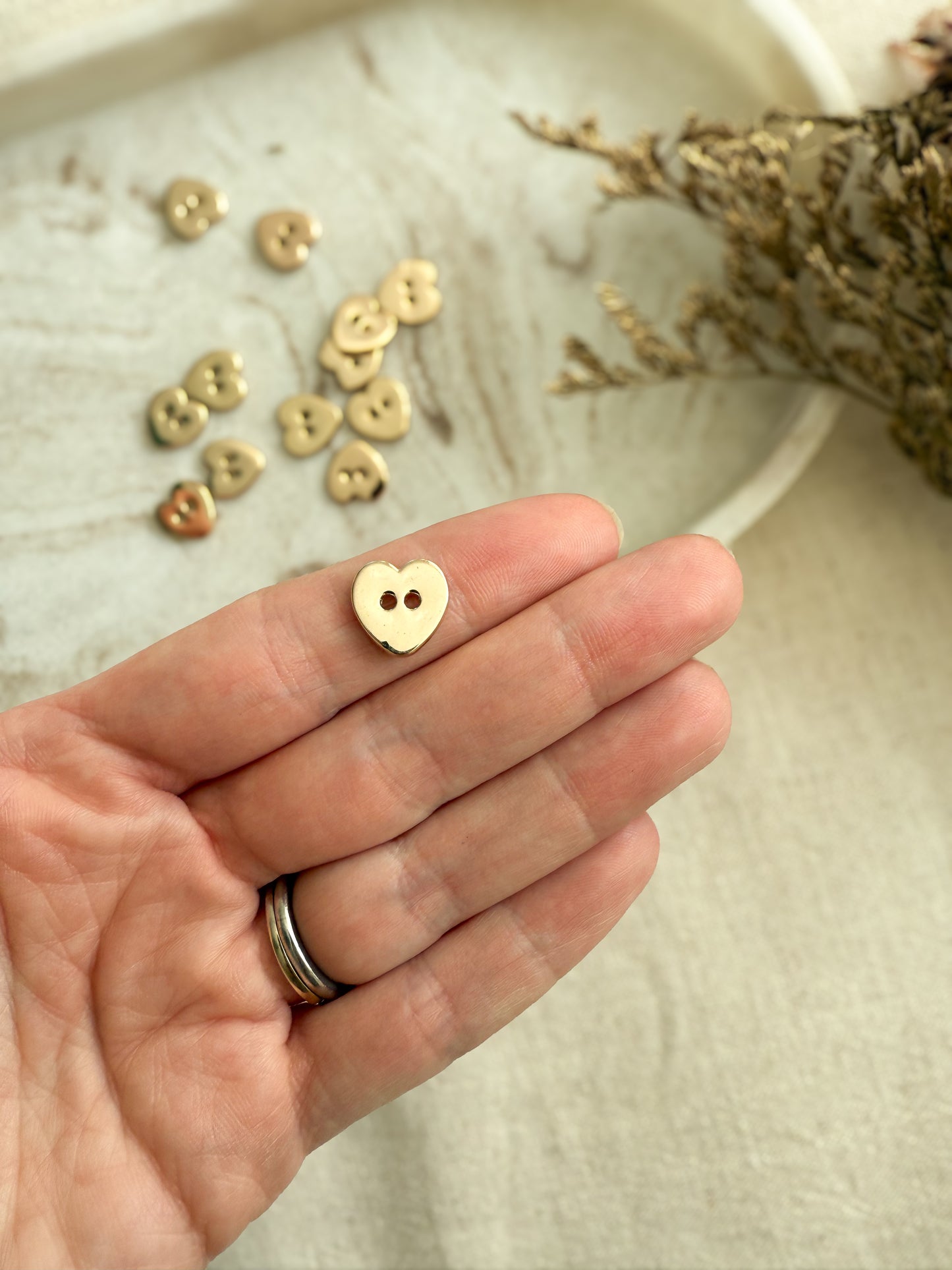 Gold Metal Heart Shaped Button