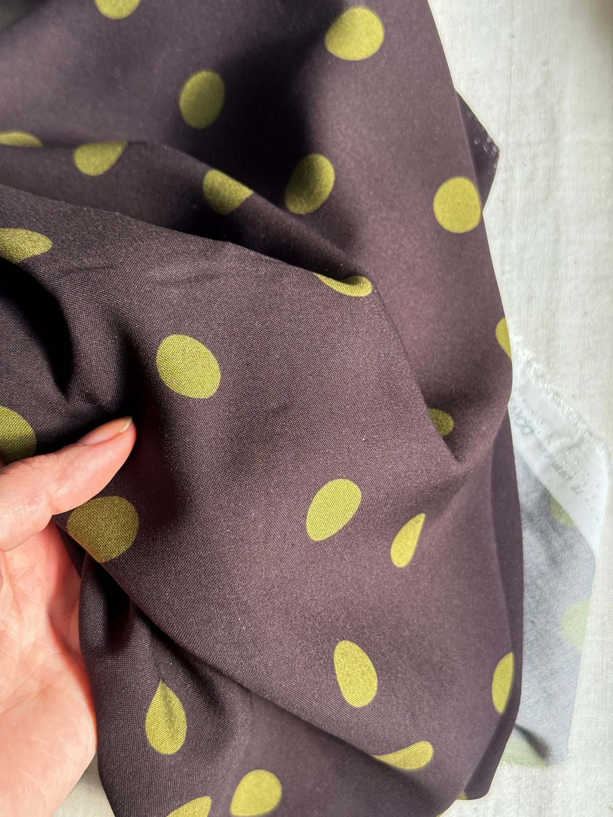Viscose Polka Dot Fabric  - Midnight Brown & Olive