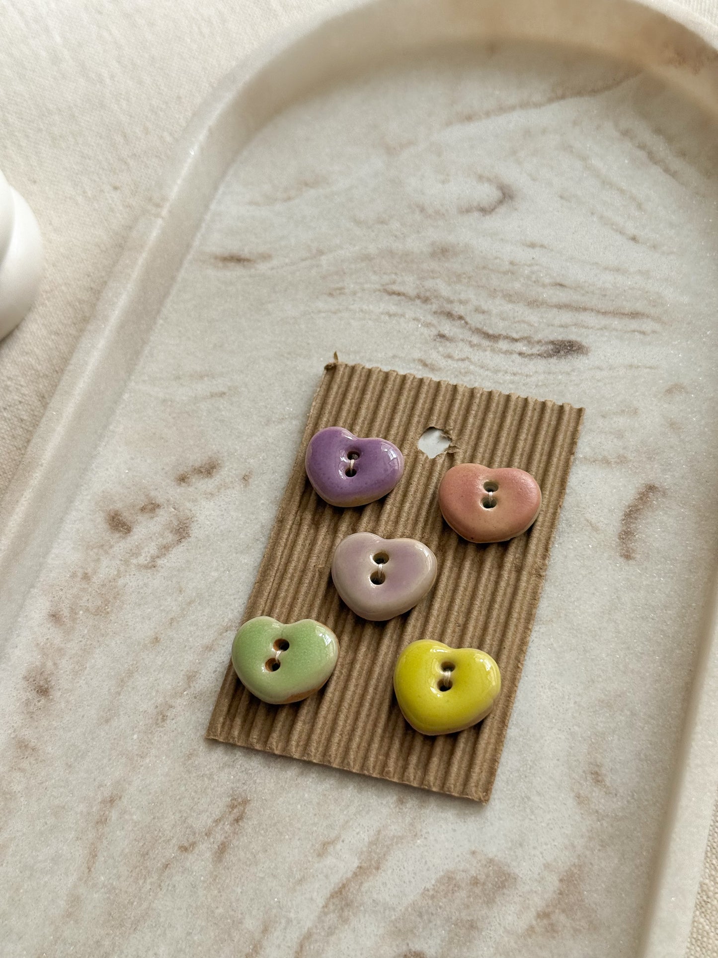 Pastel Heart Sewing Buttons - 17mm - Pack of 5