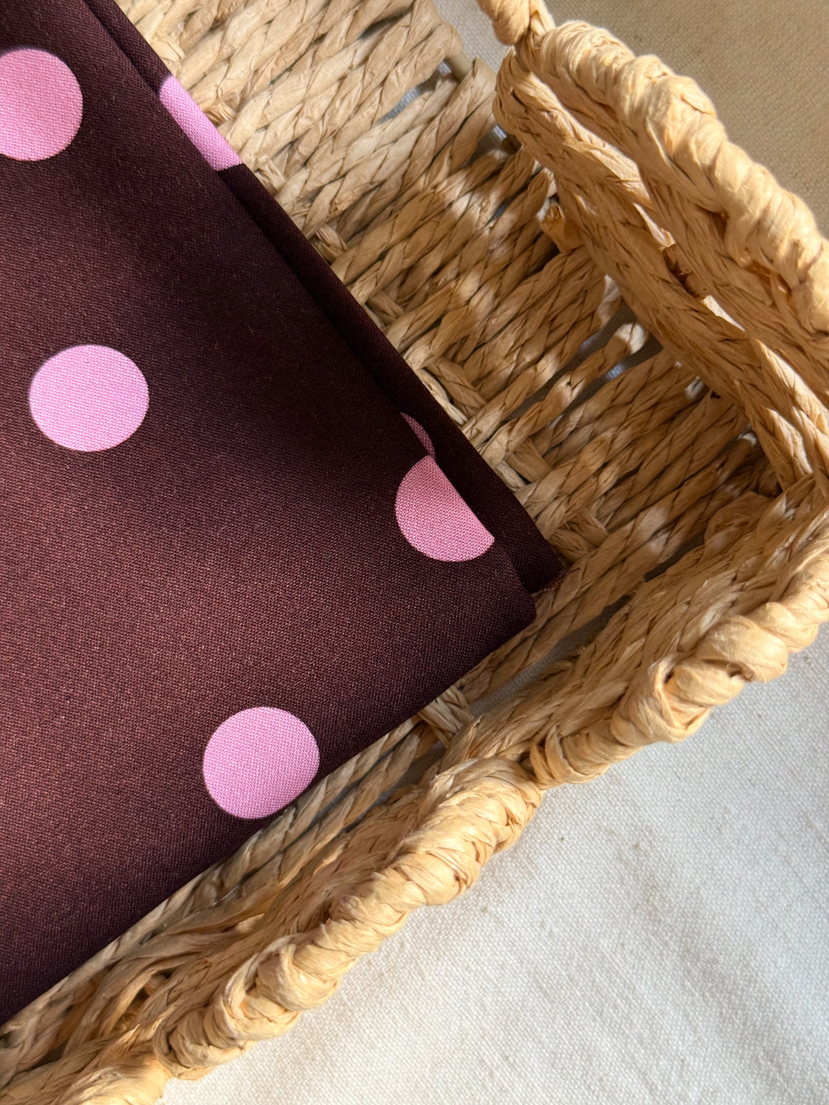 Viscose Polka Dot Fabric  - Cocoa & Candy Floss