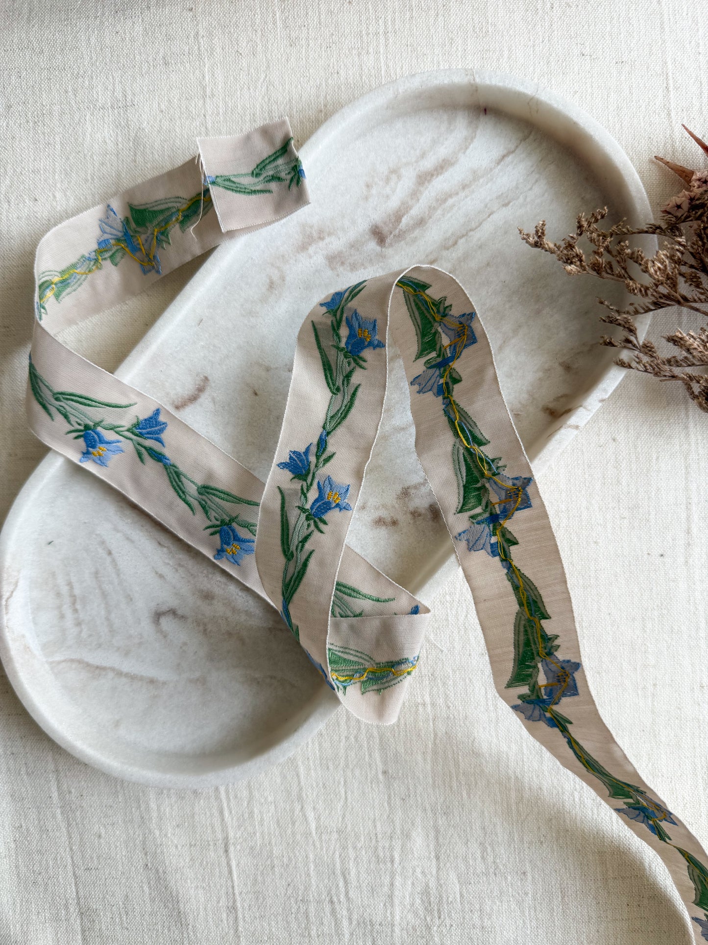 Jacquard Woven Ribbon - Bluebells - 32mm