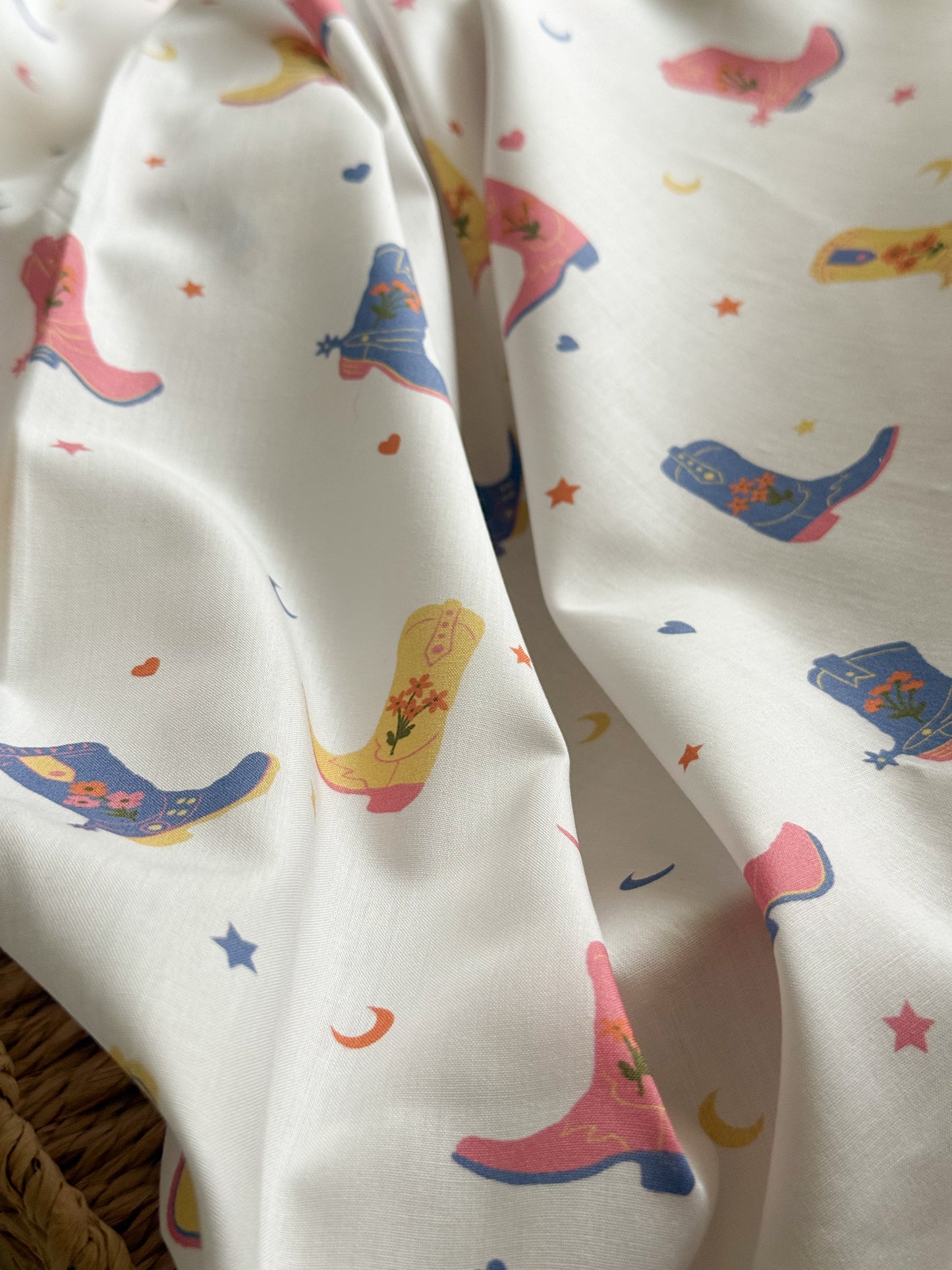 Fine Cotton Poplin Fabric - Cowboy Boots