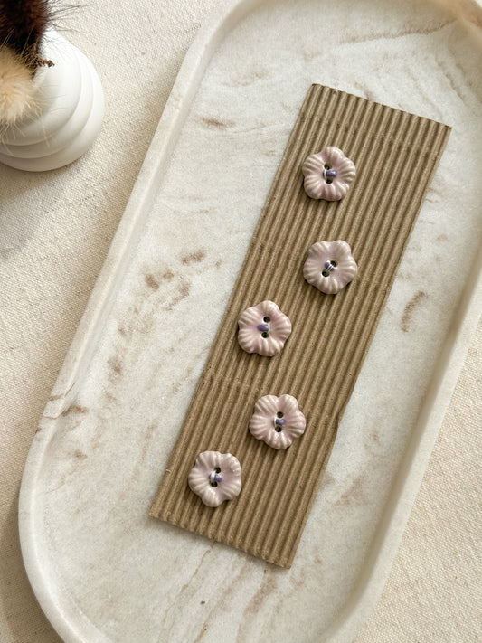 Pink Flower Buttons - 20mm - Pack of 5