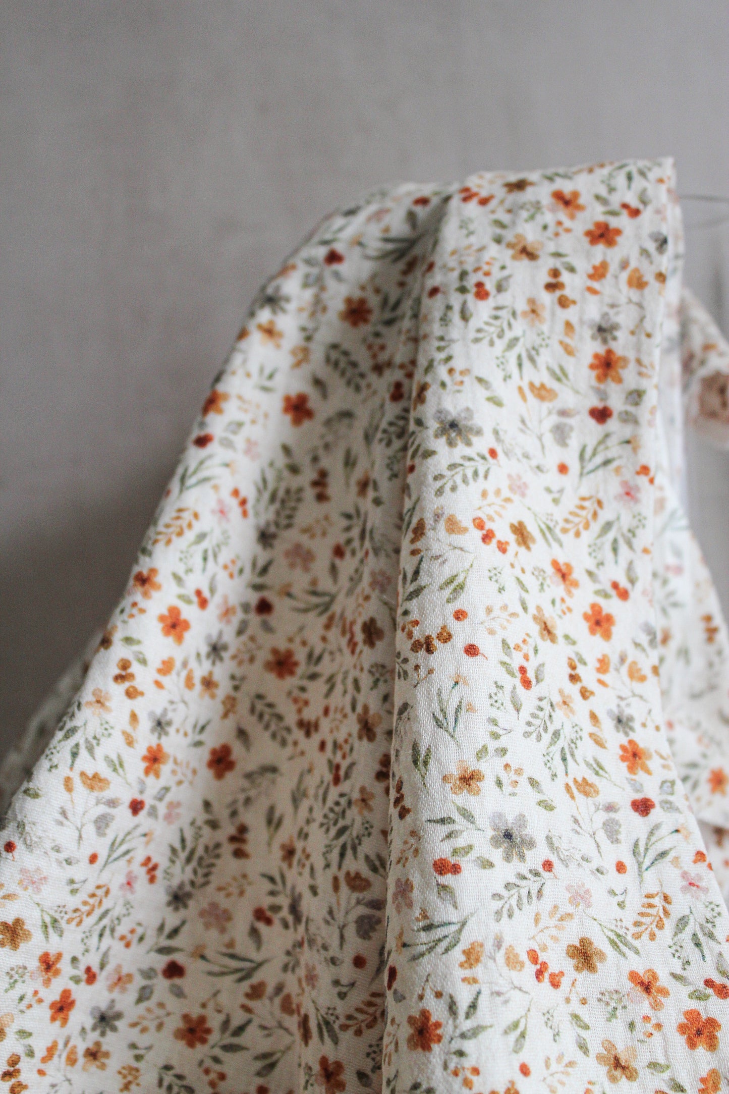 Double Gauze Fabric - Floral Terracotta