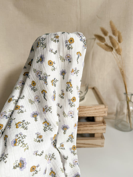 Organic Double Gauze Fabric - Traditional Floral Print