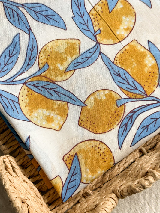 Handcrafted Cotton Block Print Fabric - Lemons