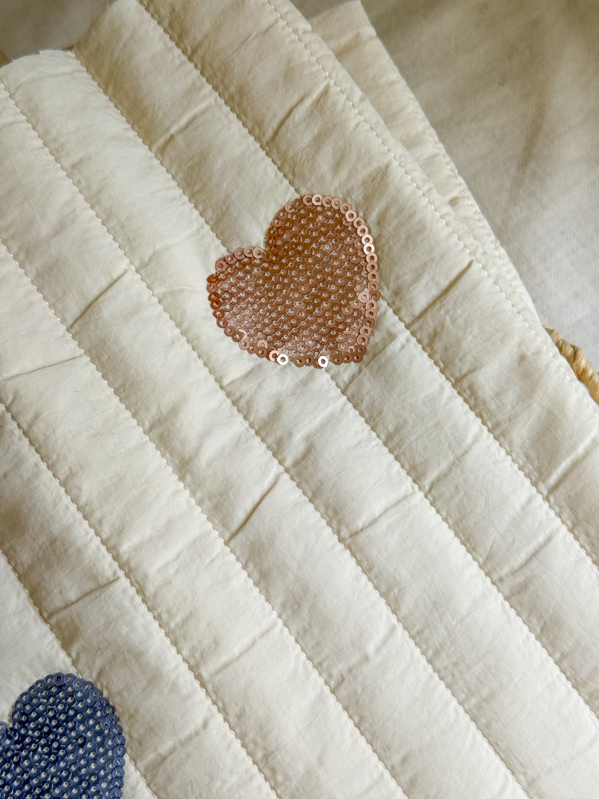 Quilted Puffer Fabric - Sequin Hearts