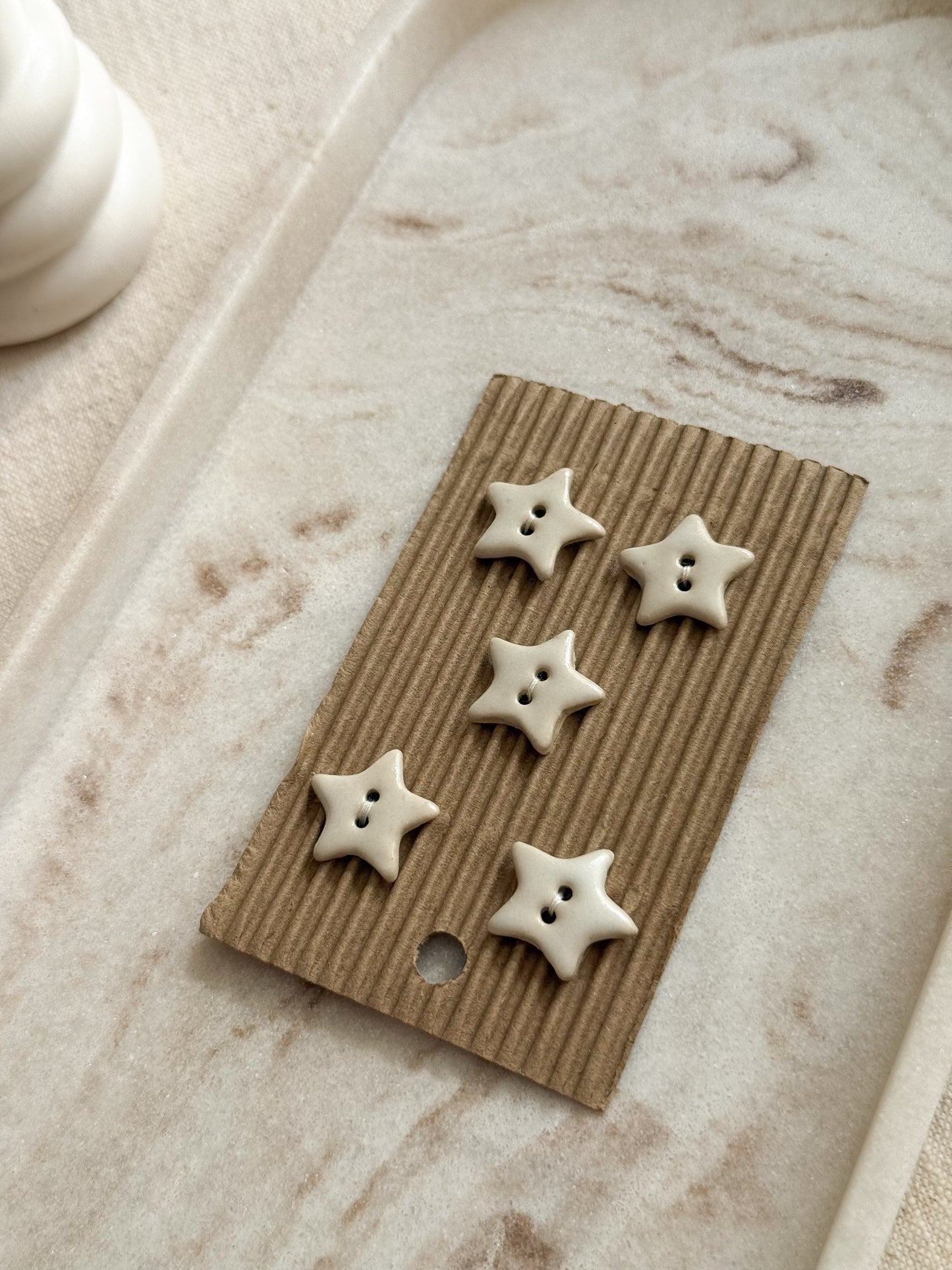Handmade White Star Sewing Buttons - 13mm - Set of 5