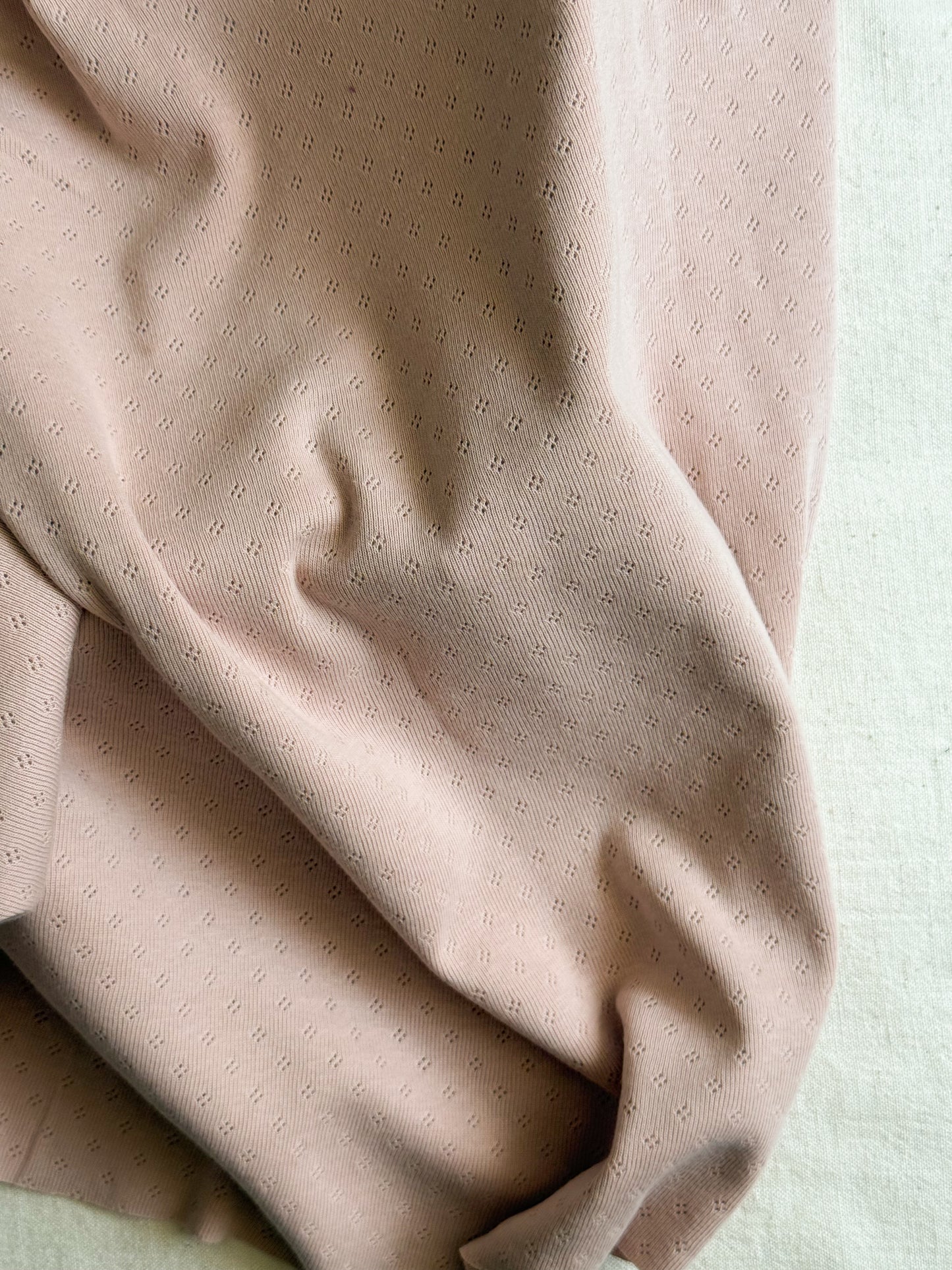 Cotton Jersey Pointelle Fabric - Nude Pink - Tiny Diamonds