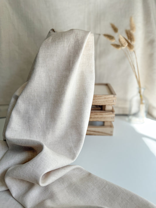 Fine Stonewashed Linen Fabric - Natural Melange