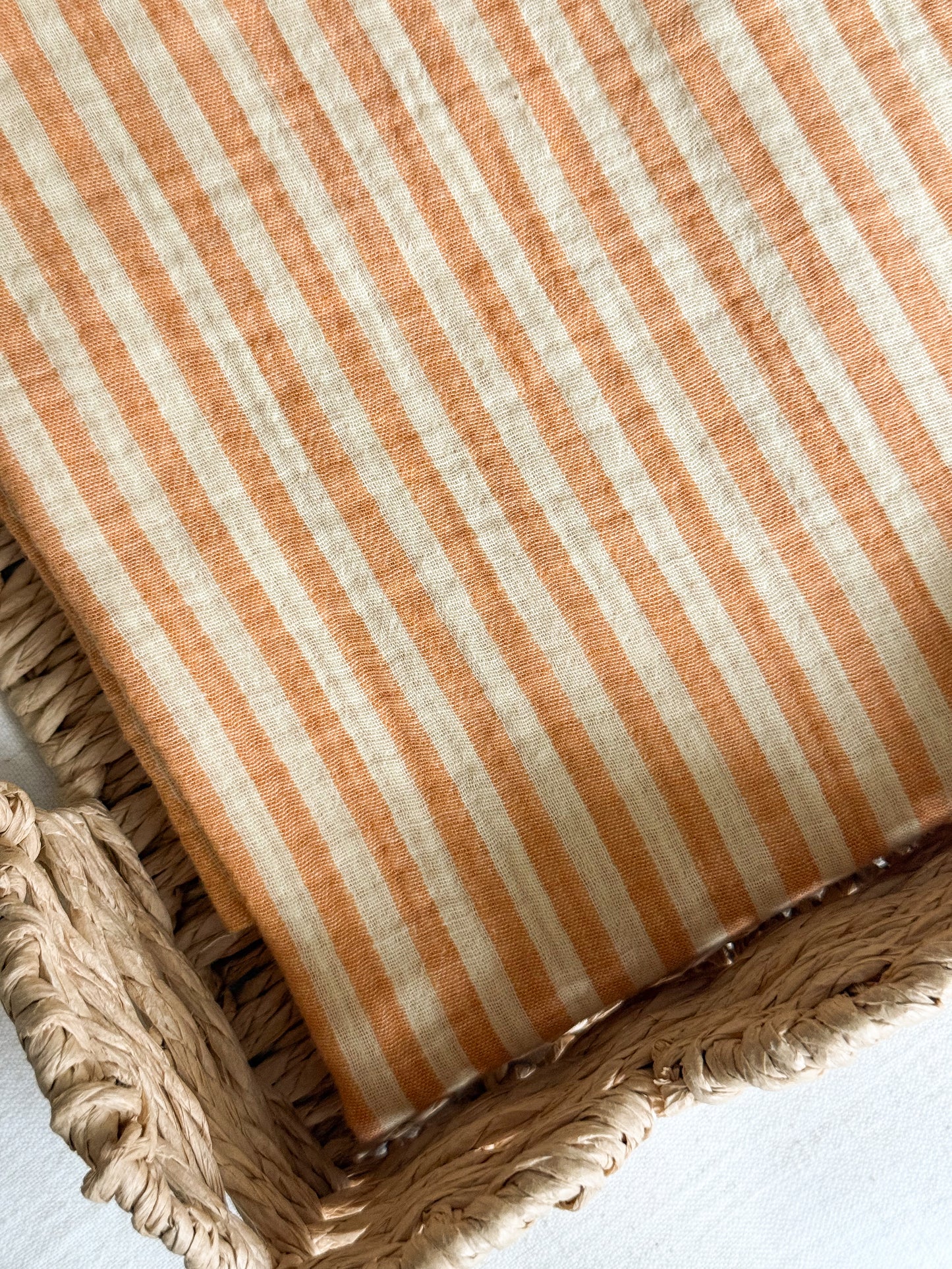 Double Gauze Fabric - Double Sided Stripe - Apricot