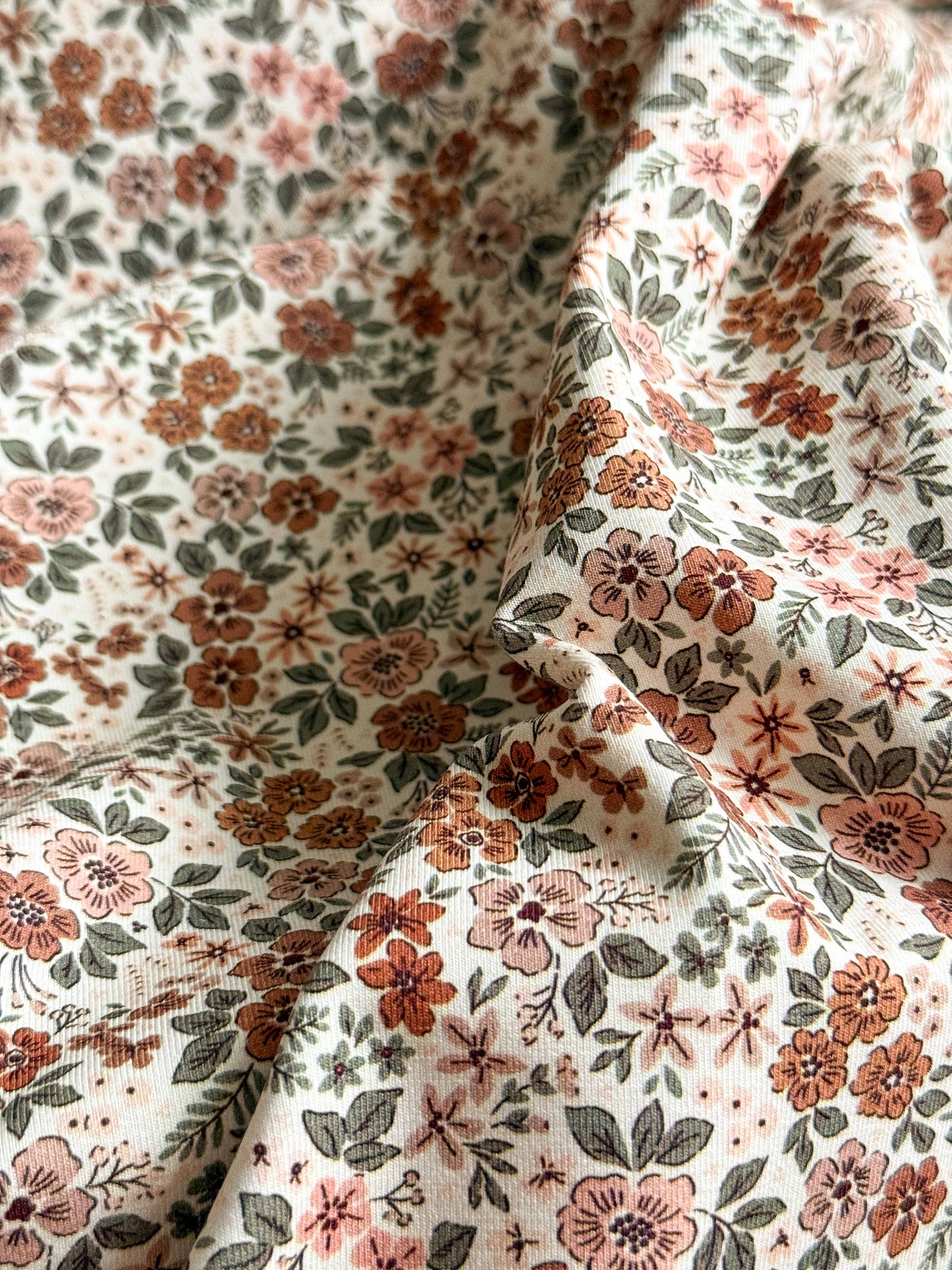 Cotton Jersey Fabric - Blush & Tan Floral