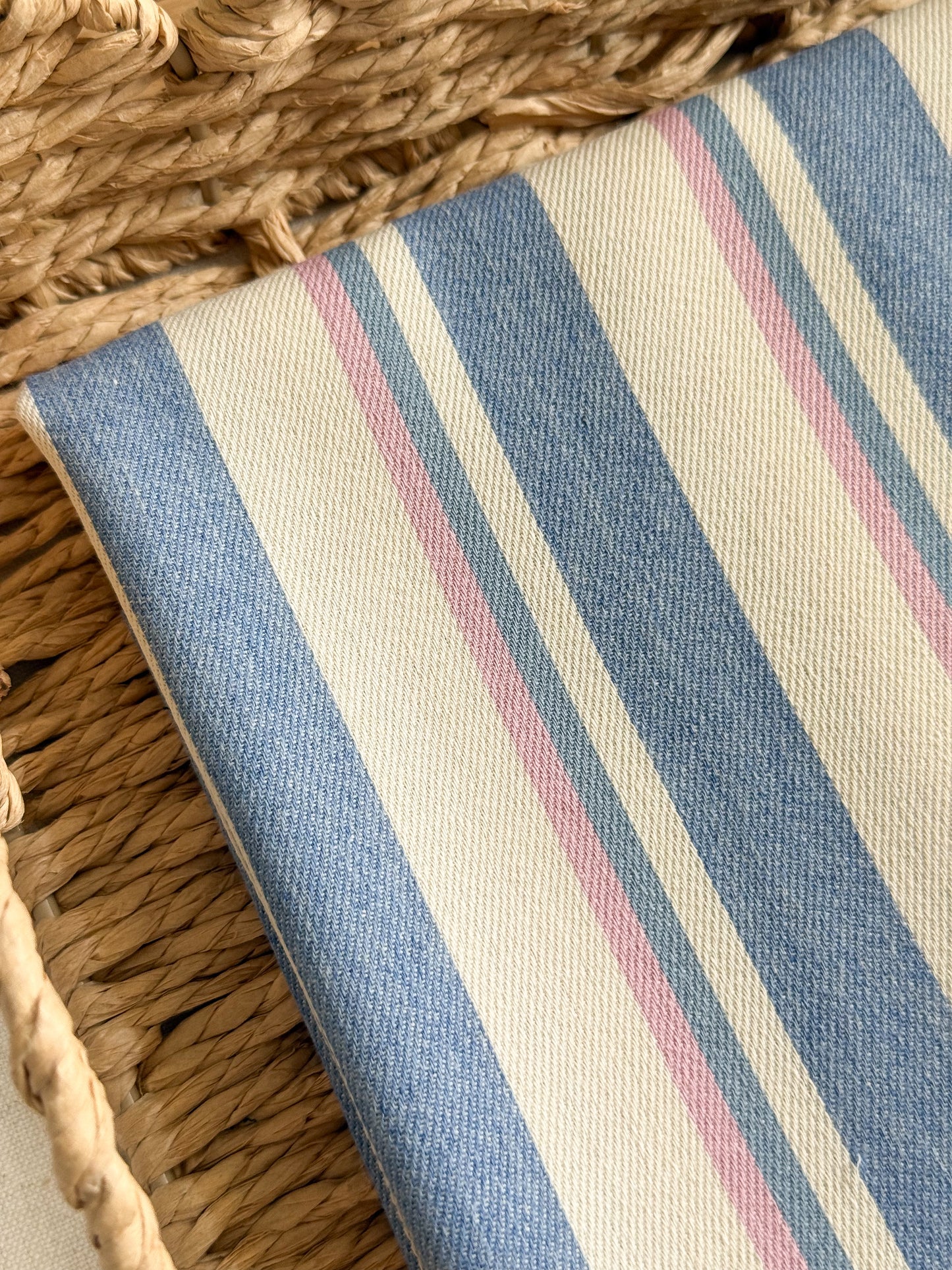 Cotton Mix Denim Fabric  - Stripes Pink