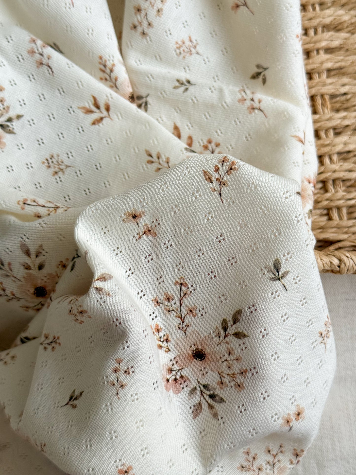 Cotton Jersey Pointelle Fabric - Vintage Blush Floral