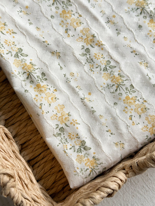 Embroidered Jacquard Cotton Fabric - Golden Vintage