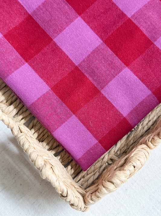 Cotton Yarn Dyed Gingham Fabric - Raspberry Jam
