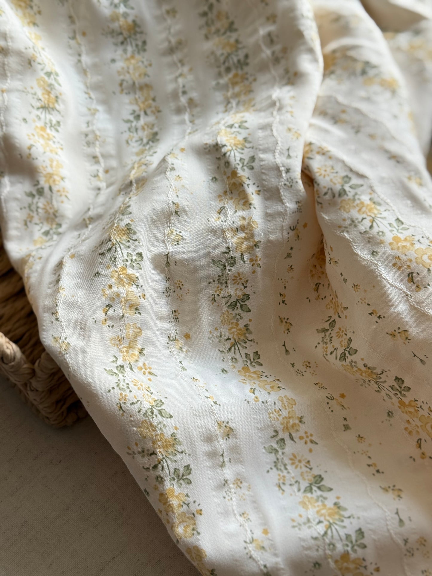 Embroidered Jacquard Cotton Fabric - Golden Vintage