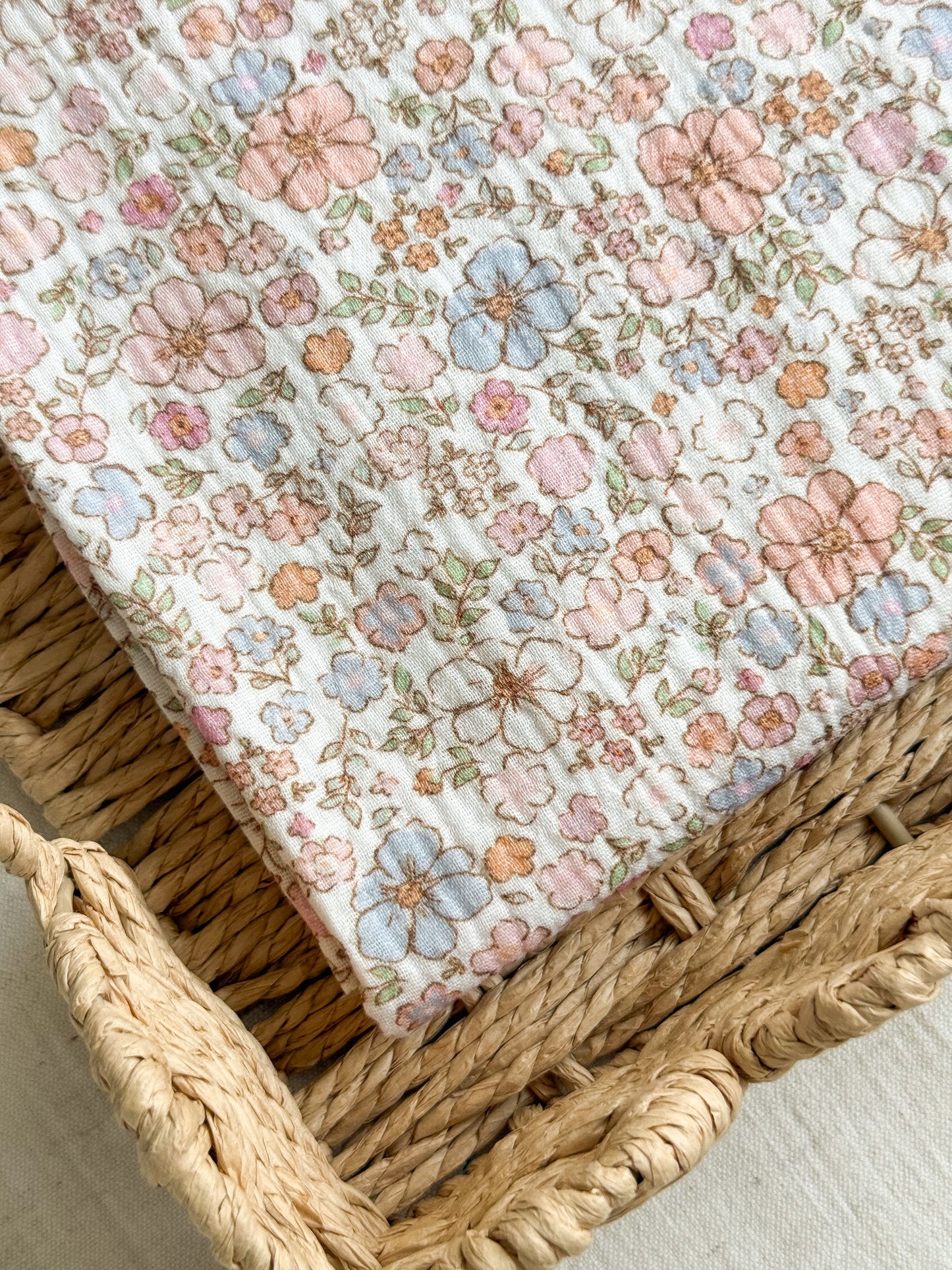 Cotton Double Gauze Fabric - Pastel Floral