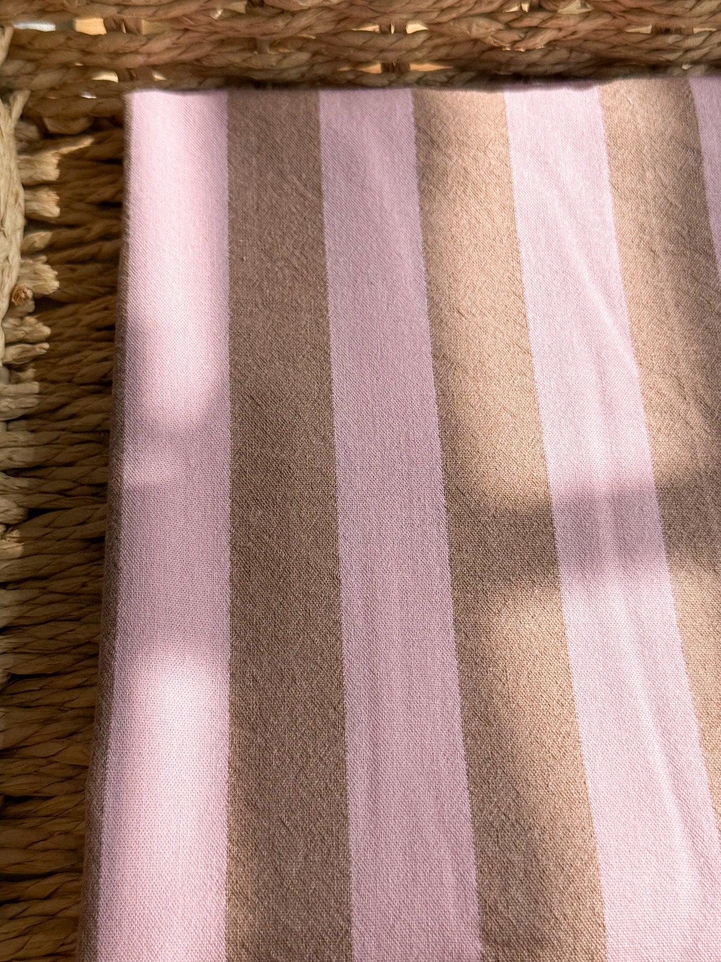 Cotton Yarn Dyed Stripe Fabric - Cocoa Rose