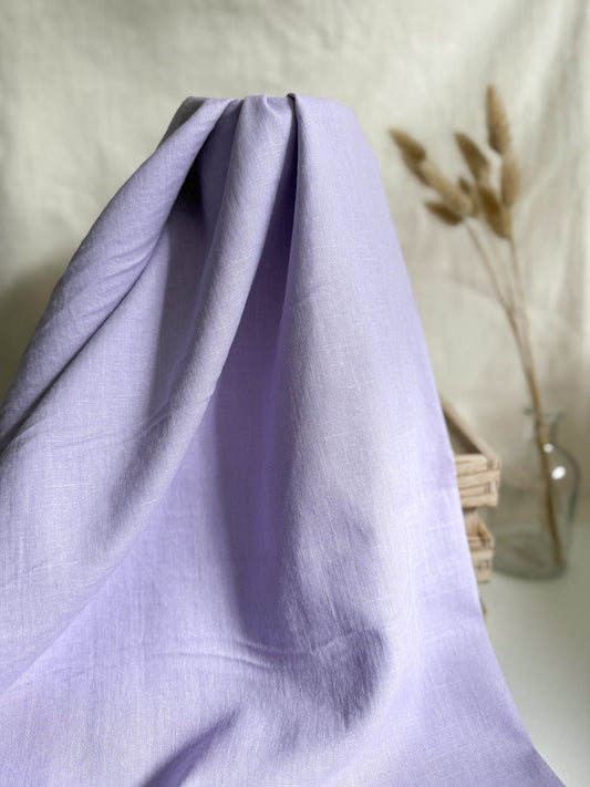 Fine Stonewashed Linen Fabric - Lilac - 70cm remnant